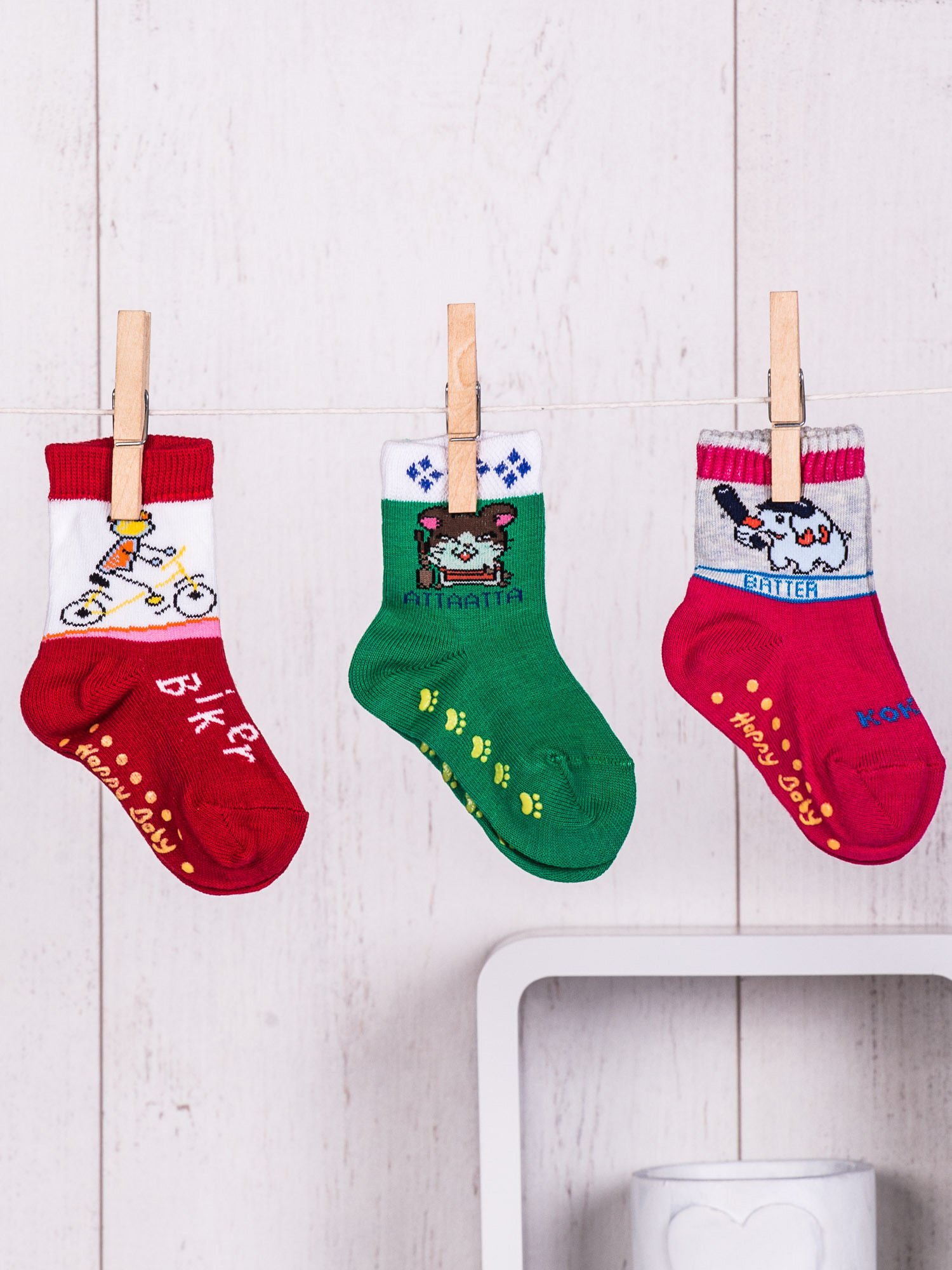 3pack multicolored baby socks set