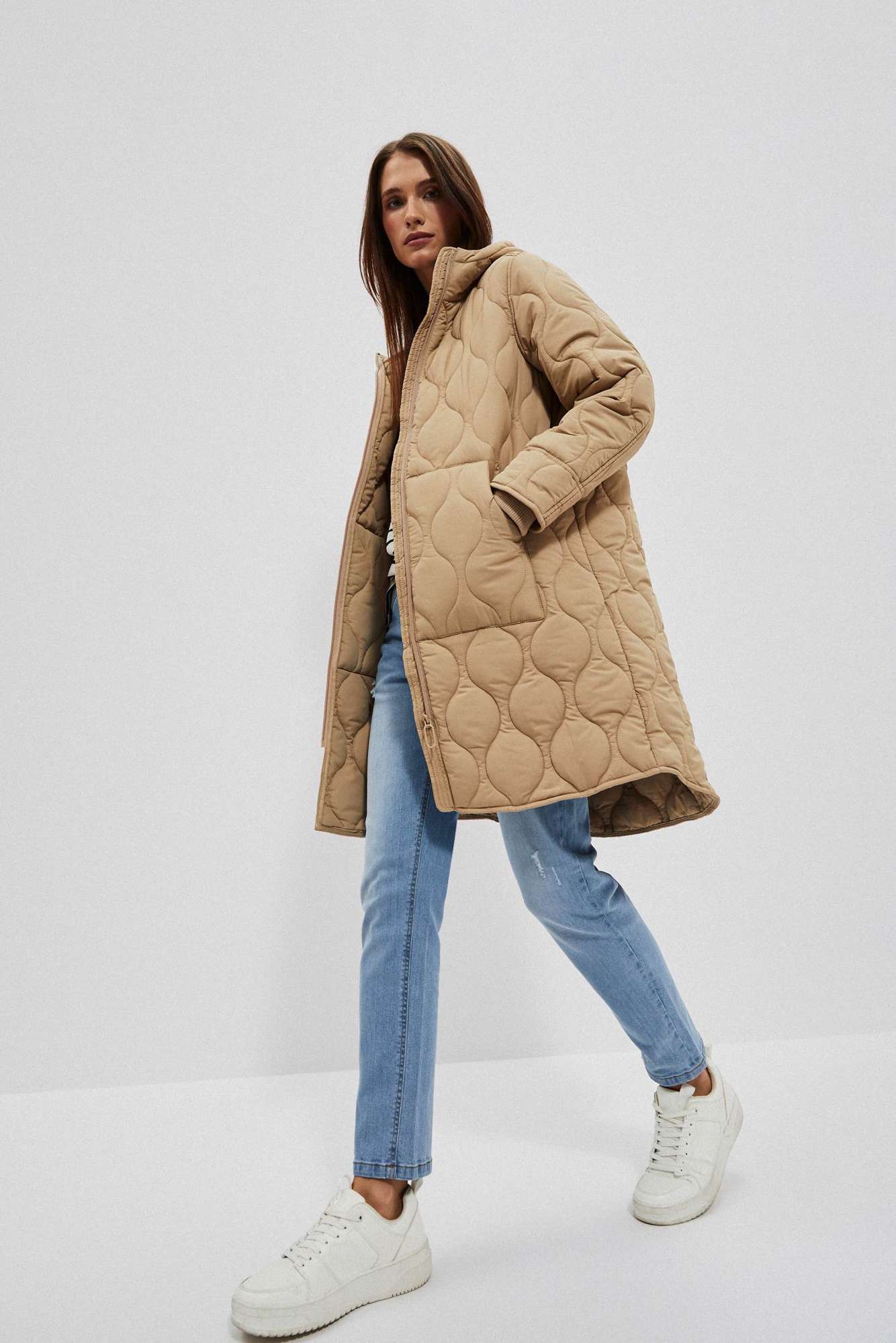 Quilted Jacket With Hood And Pockets