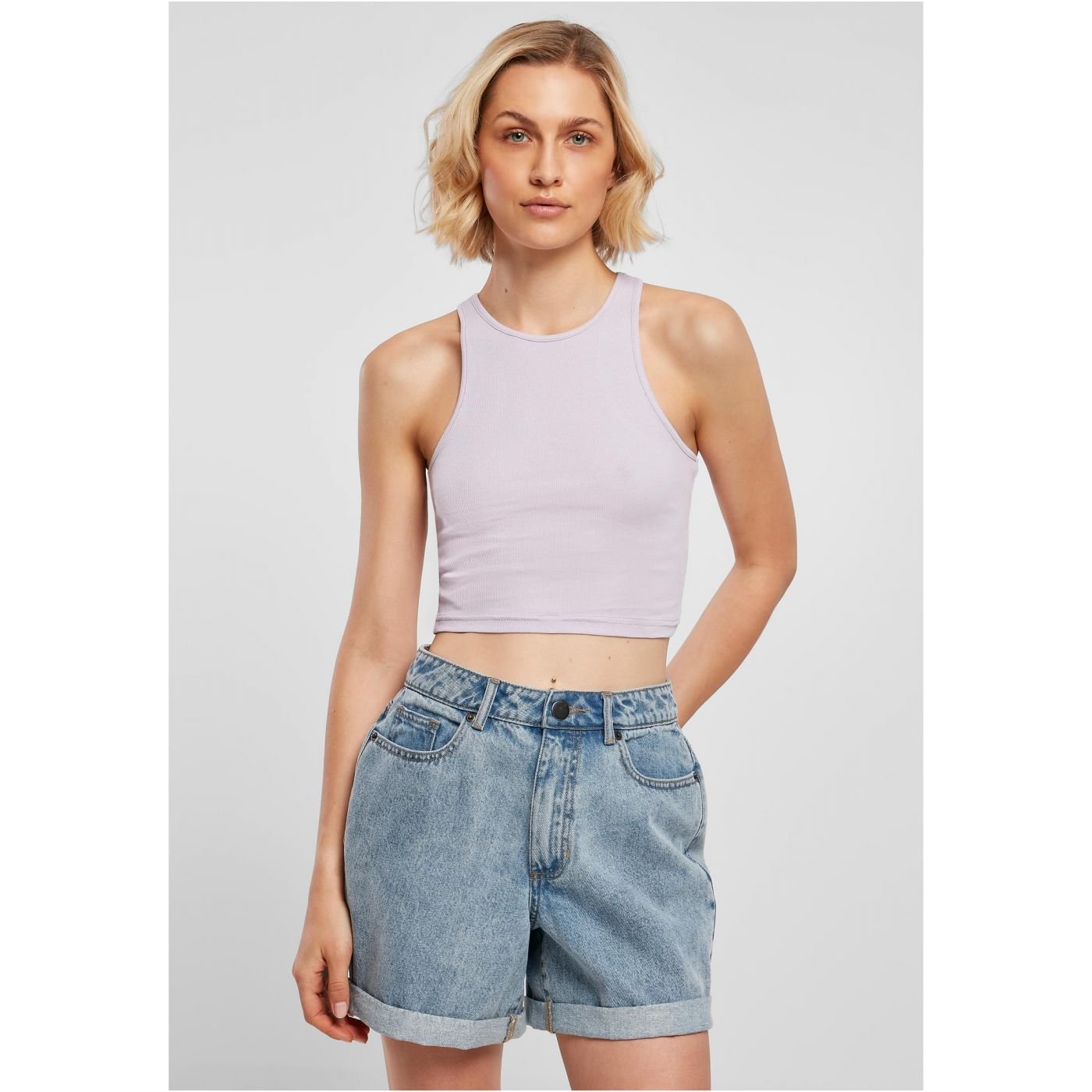 Ladies Cropped Rib Top Lila