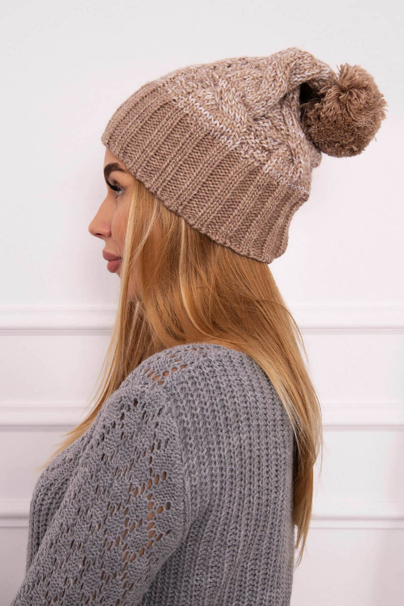 Beanie with fleece Paryż K213 dark beige