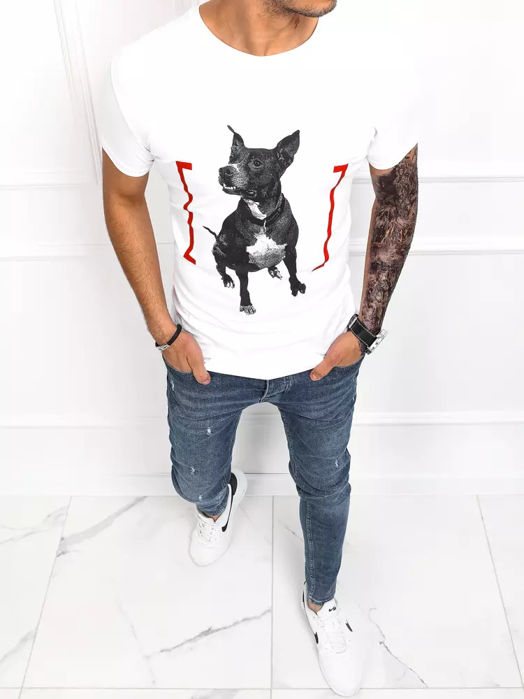 White men's T-shirt Dstreet with print