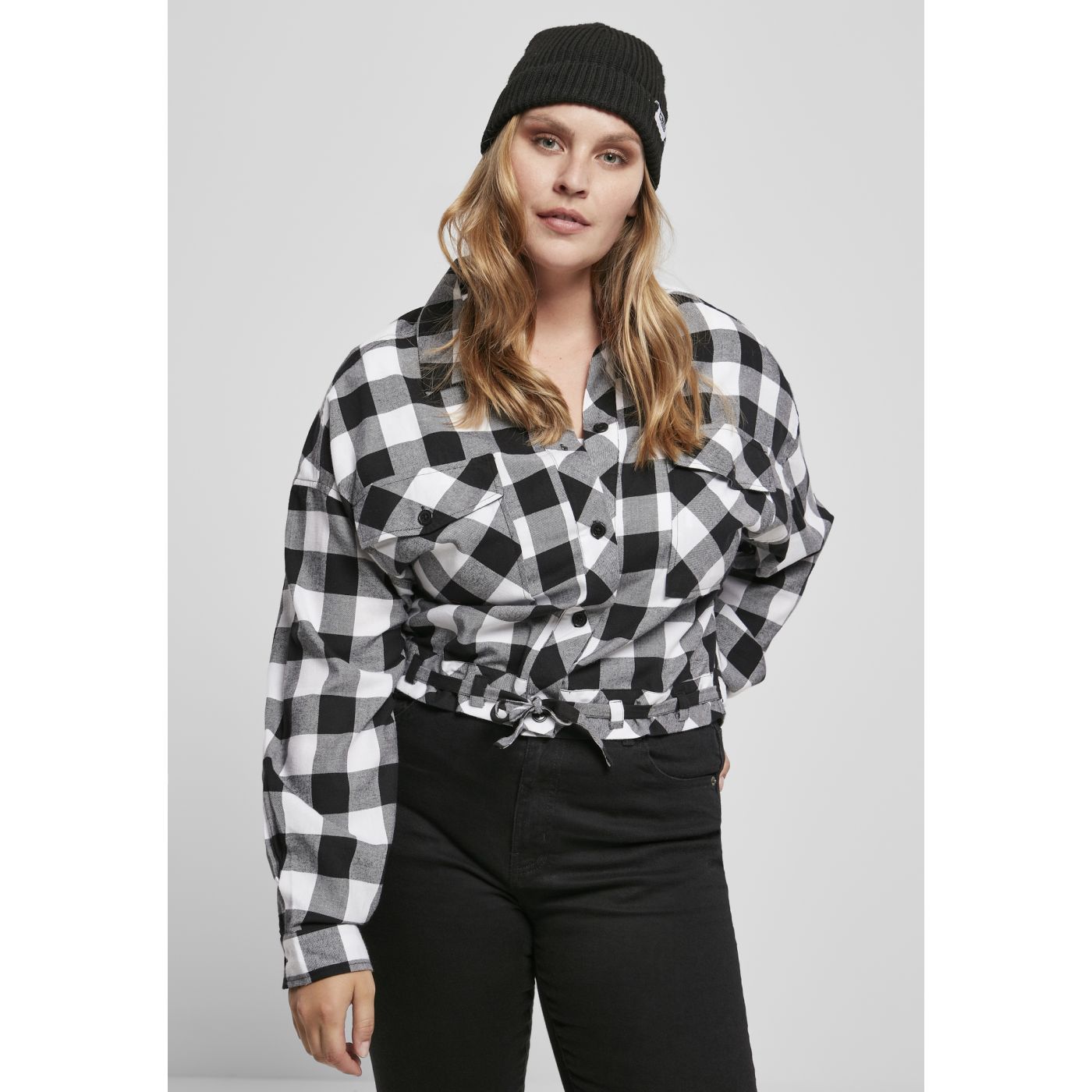 Women's Short Oversized Shirt Black/white