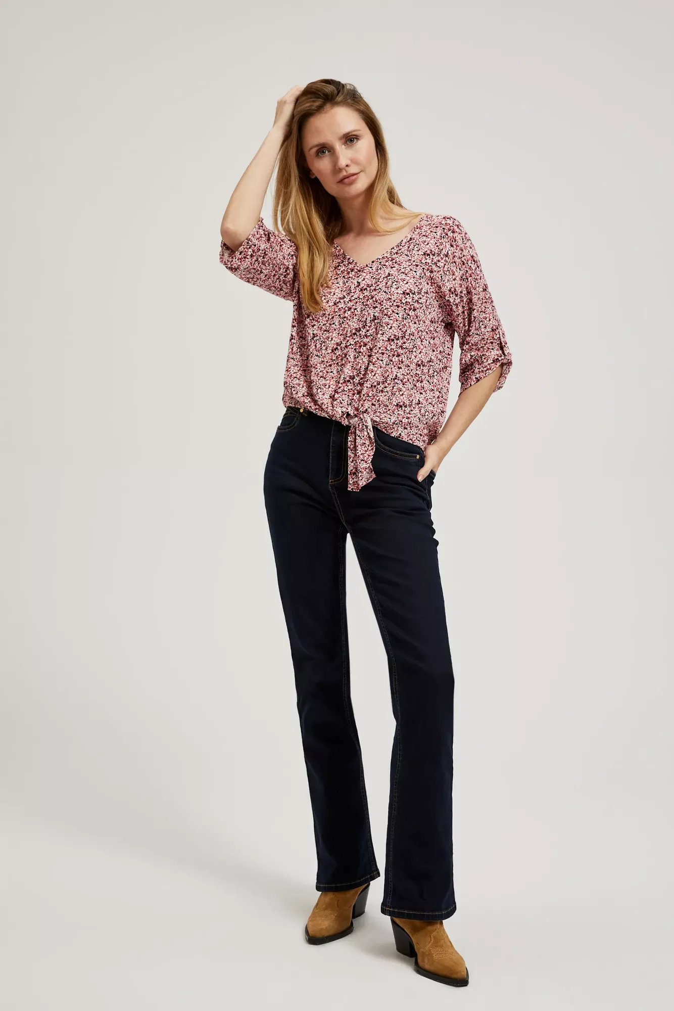 Ladies' patterned blouse MOODO - pink