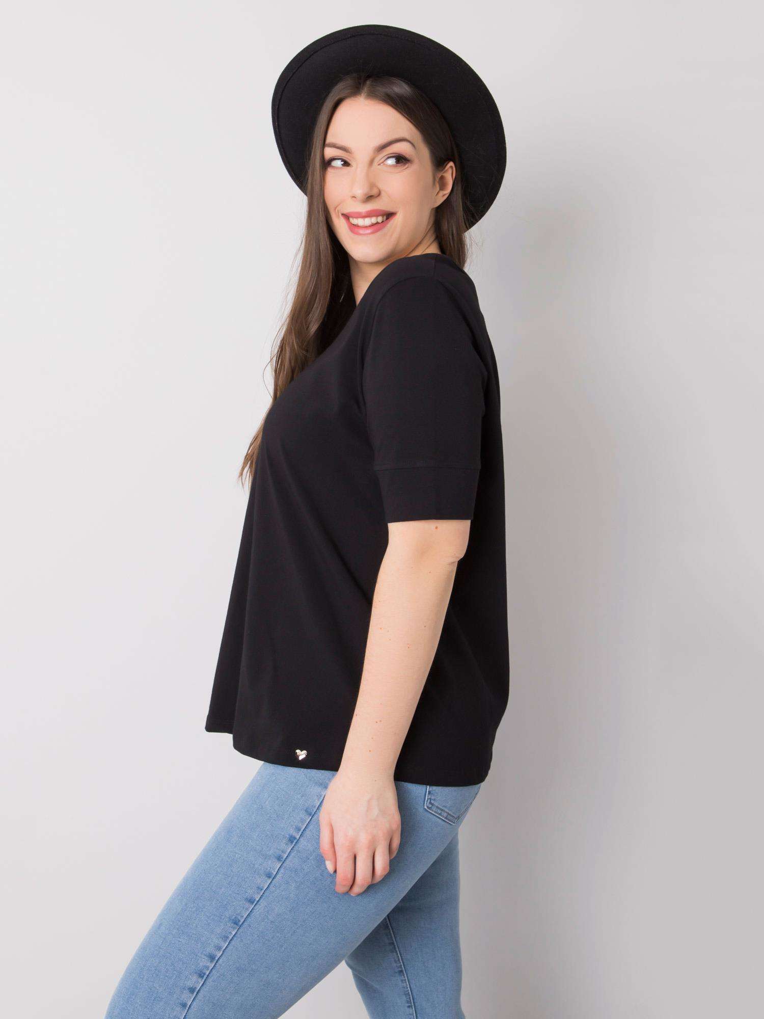 Women's Black Cotton T-shirt Larger Size