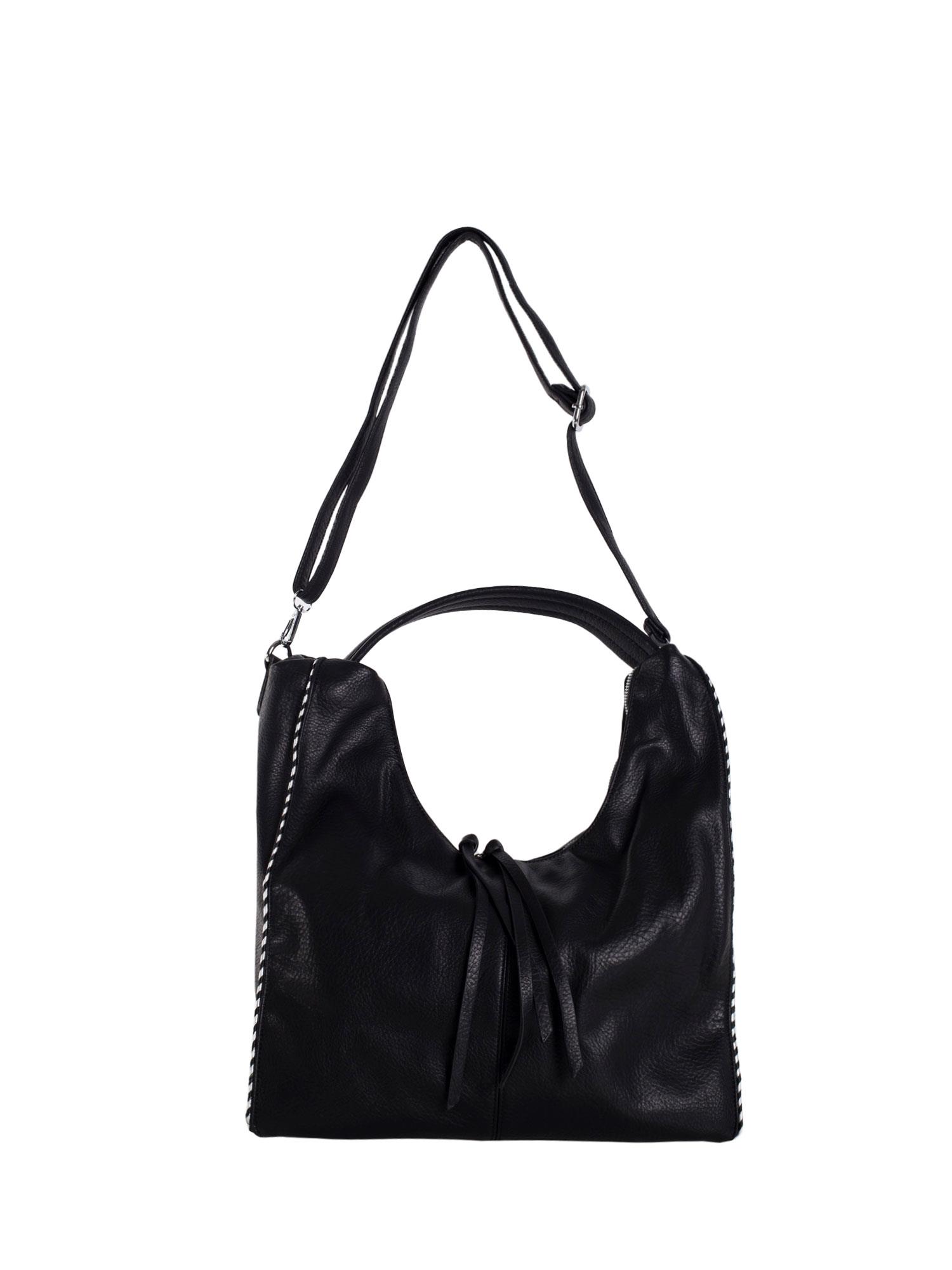 Black city shoulder bag made of eco-leather