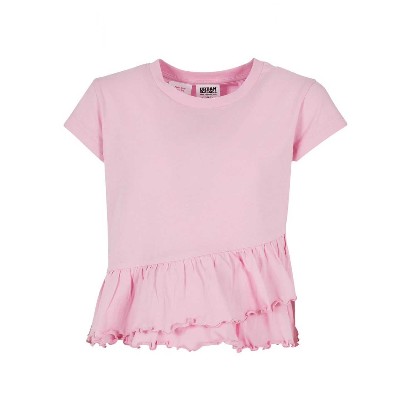 Levně Dívčí organické tričko Volant dívčí růžové
