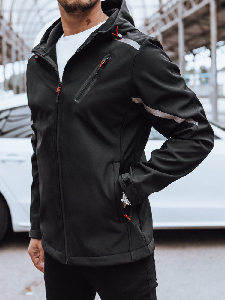 Men's Softshell Jacket With Hood Black Dstreet