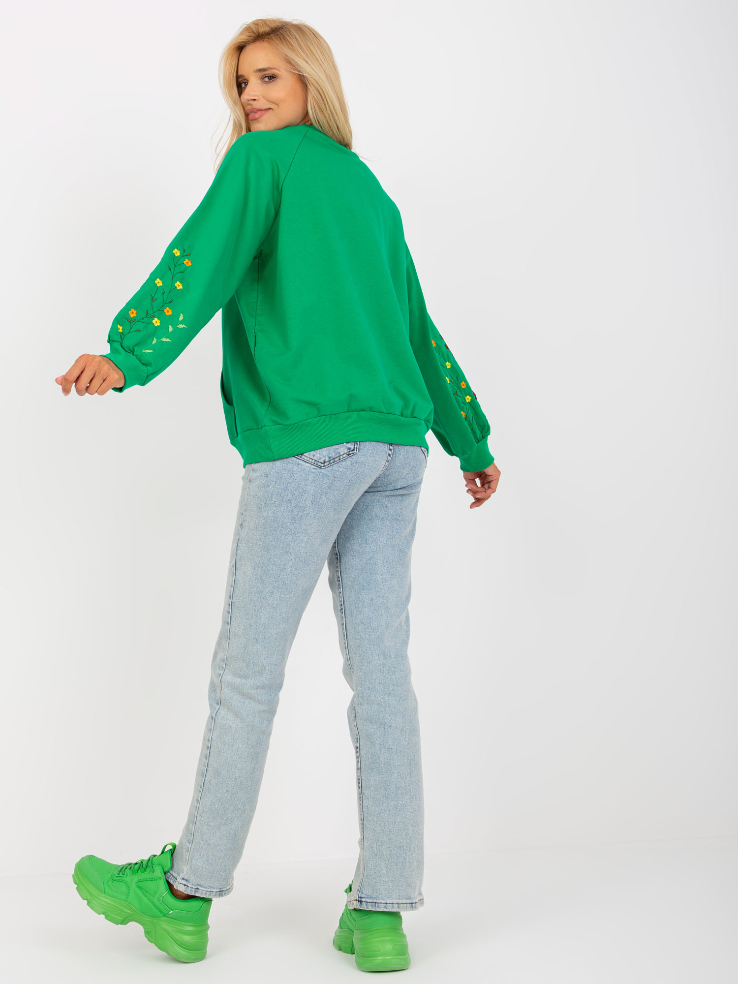 Green sweatshirt without hood with embroidery RUE PARIS