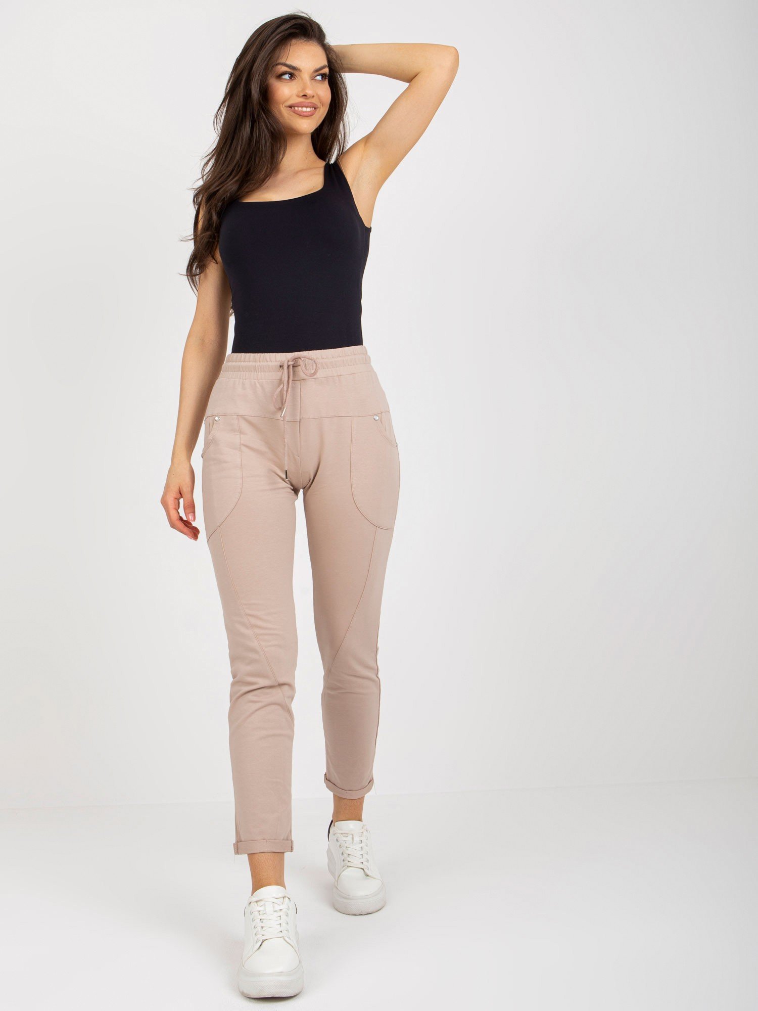 Beige Women's Sweatpants With Pockets