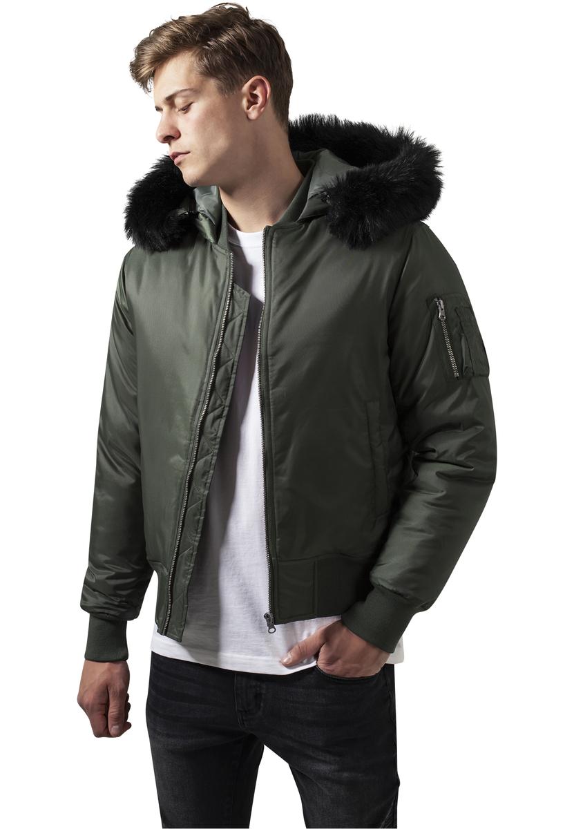 Hooded Basic Bomber Jacket olive