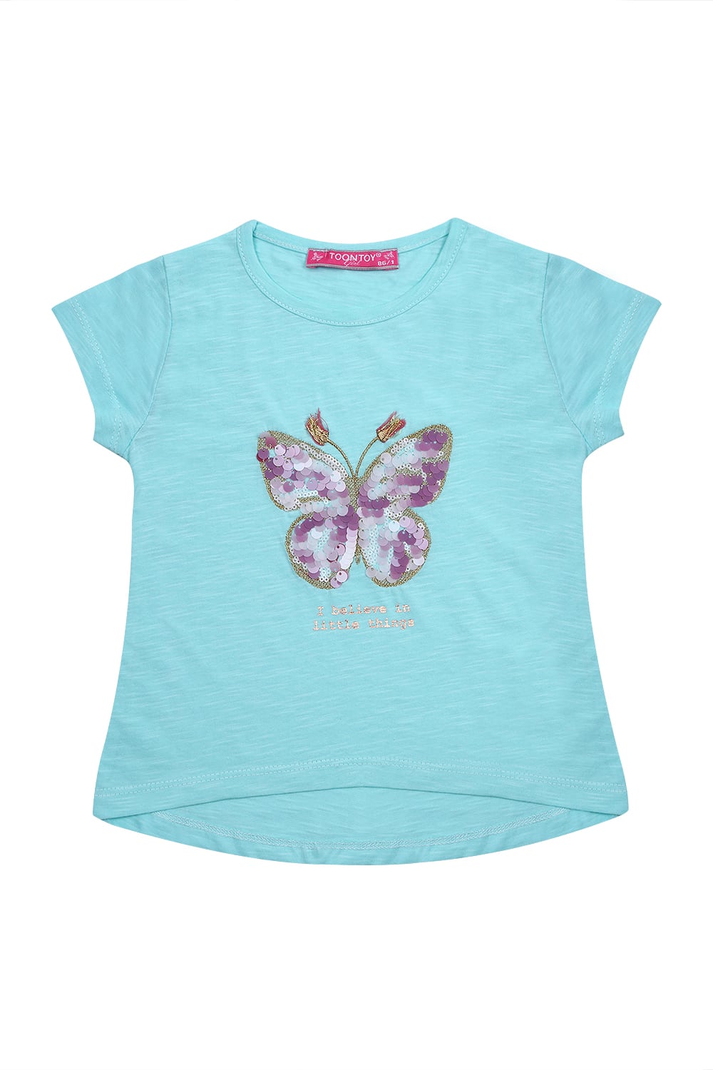 Girl's T-shirt with mint butterfly