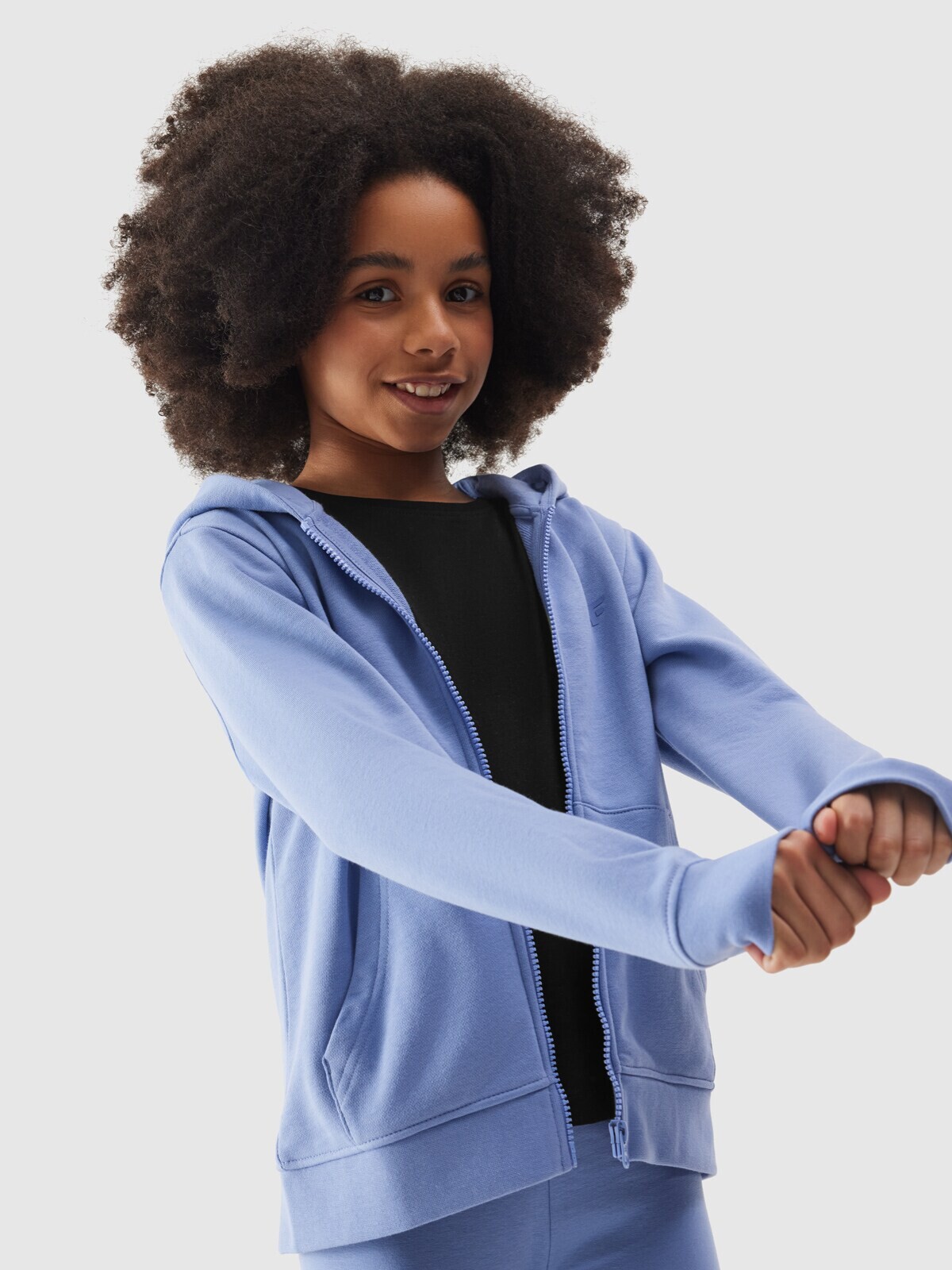 Girls' Sweatshirt with Hood 4F - Navy Blue