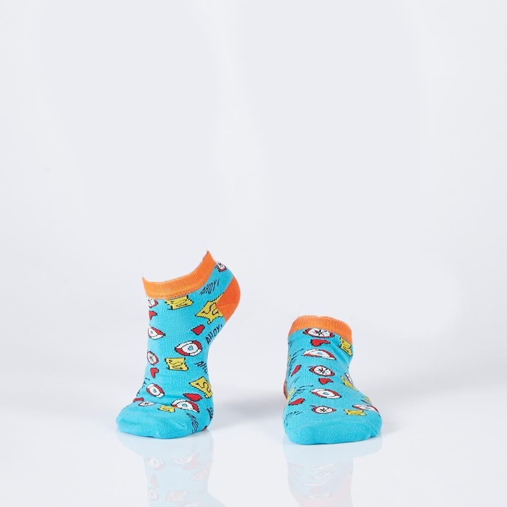 Short sea socks for women with navy patterns