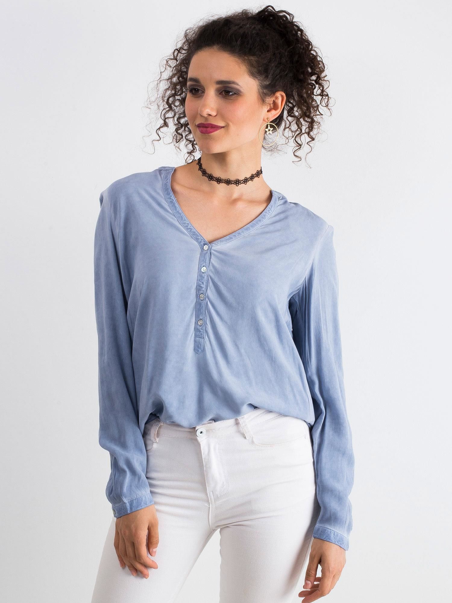 Loose Blouse In Viscose Blue