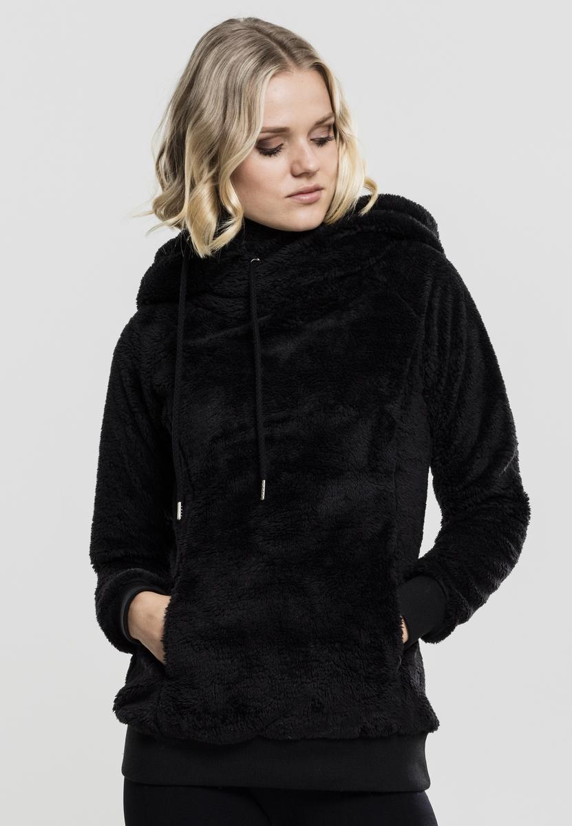 Women's Long Teddy Hoody Black