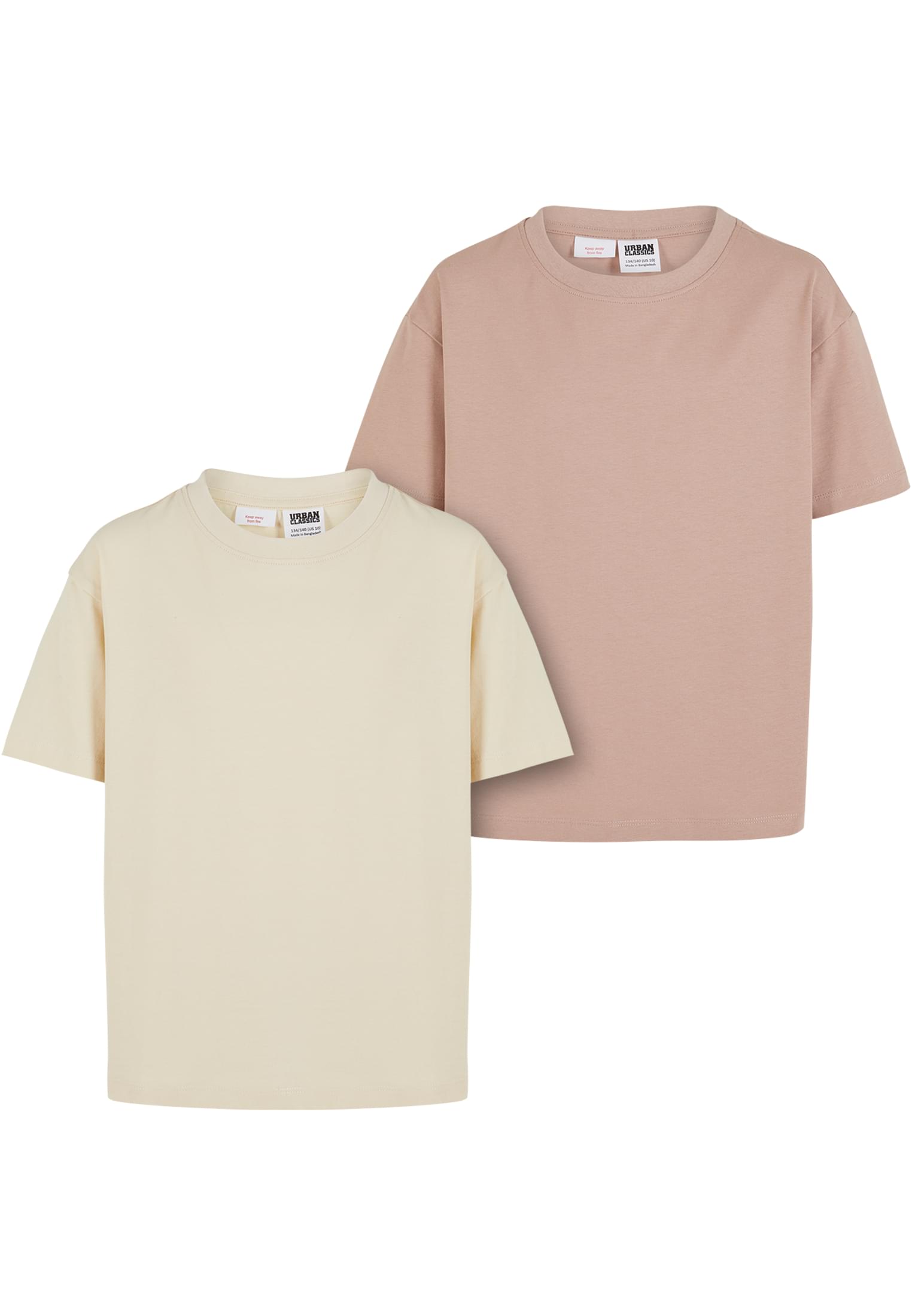 Girls oversized boyfriend t-shirt 2-pack cream/pink