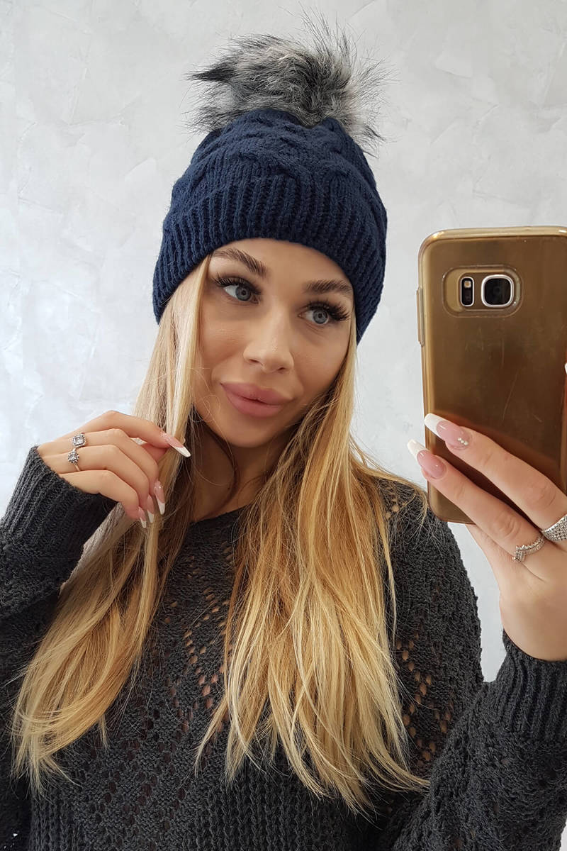 Beanie with fleece Ela K242 dark blue