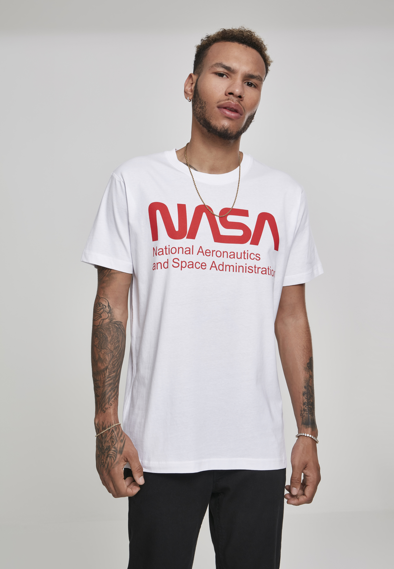 Levně Bílé tričko s logem NASA Wormlogo