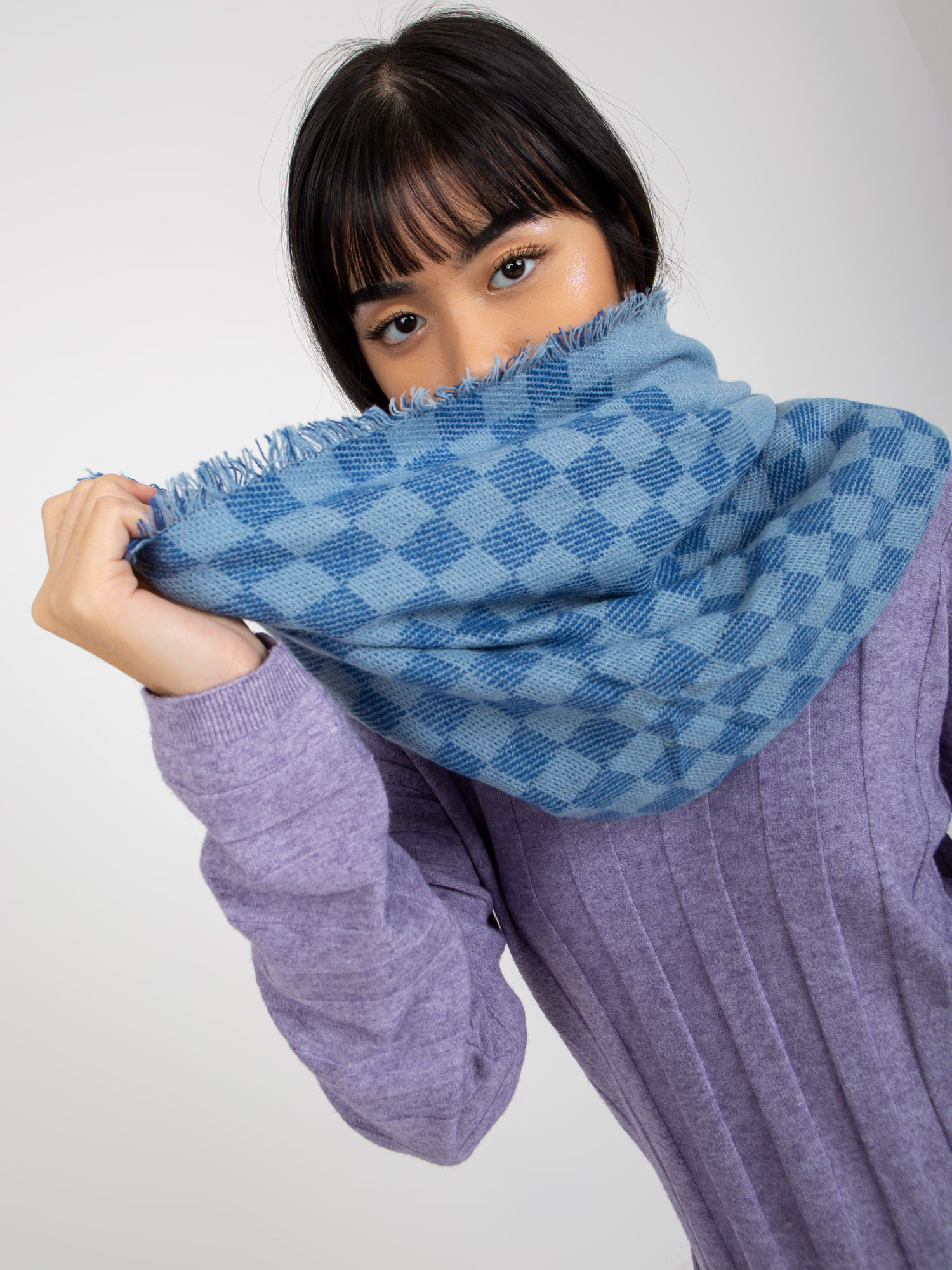 Blue Women's Winter Scarf With Wool