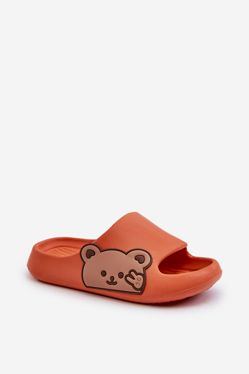 Lightweight foam slippers with teddy bear, Orange Relif