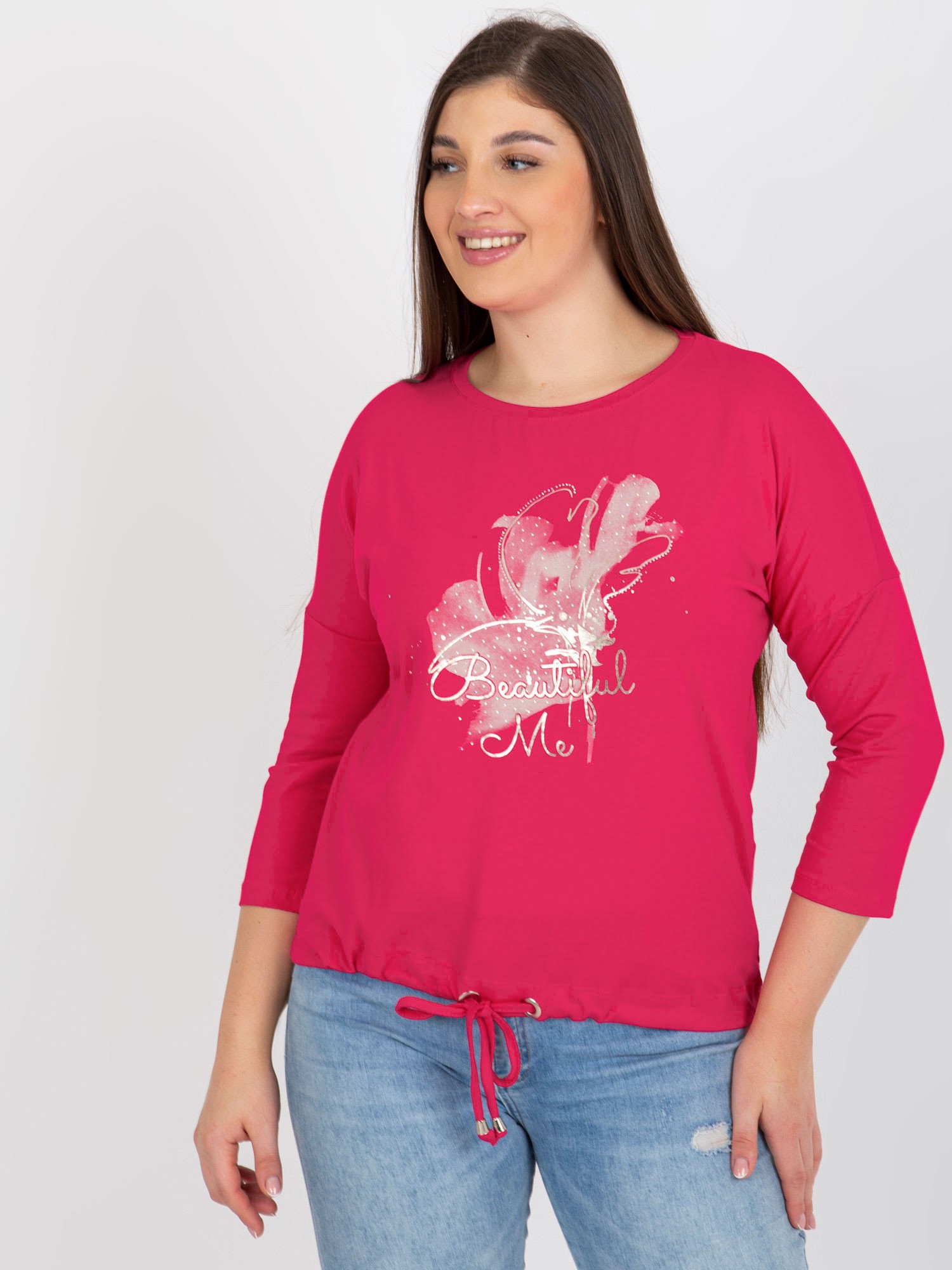 Fuchsia Blouse Of Larger Size For Everyday Wear With Expression