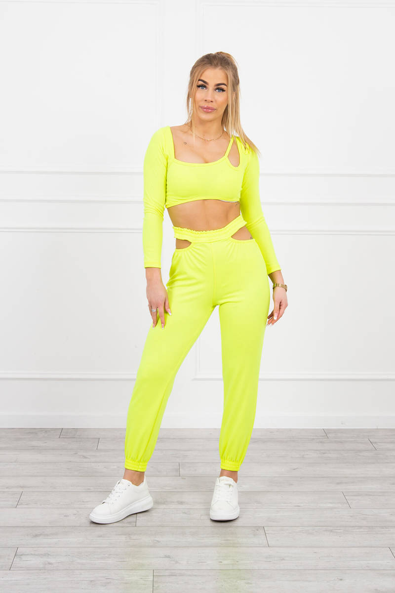 Complete With Top Blouse Yellow Neon Color