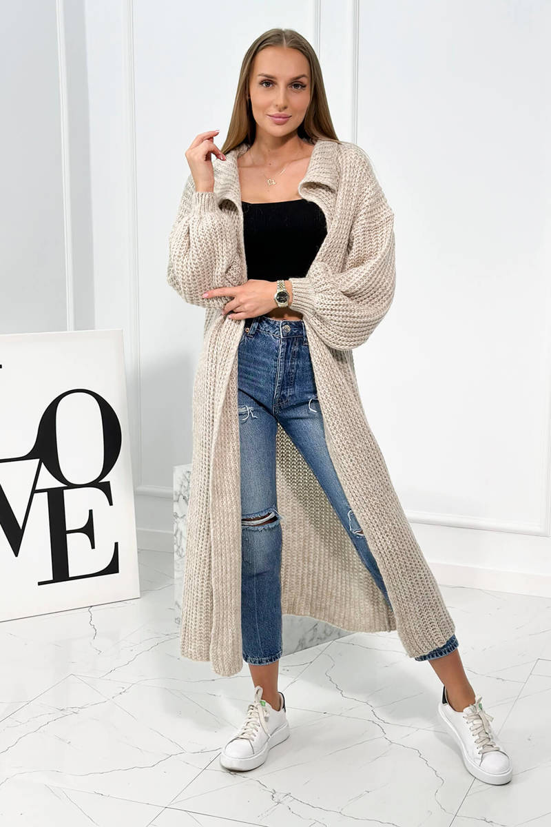 Mohair sweater in beige with stand-up collar