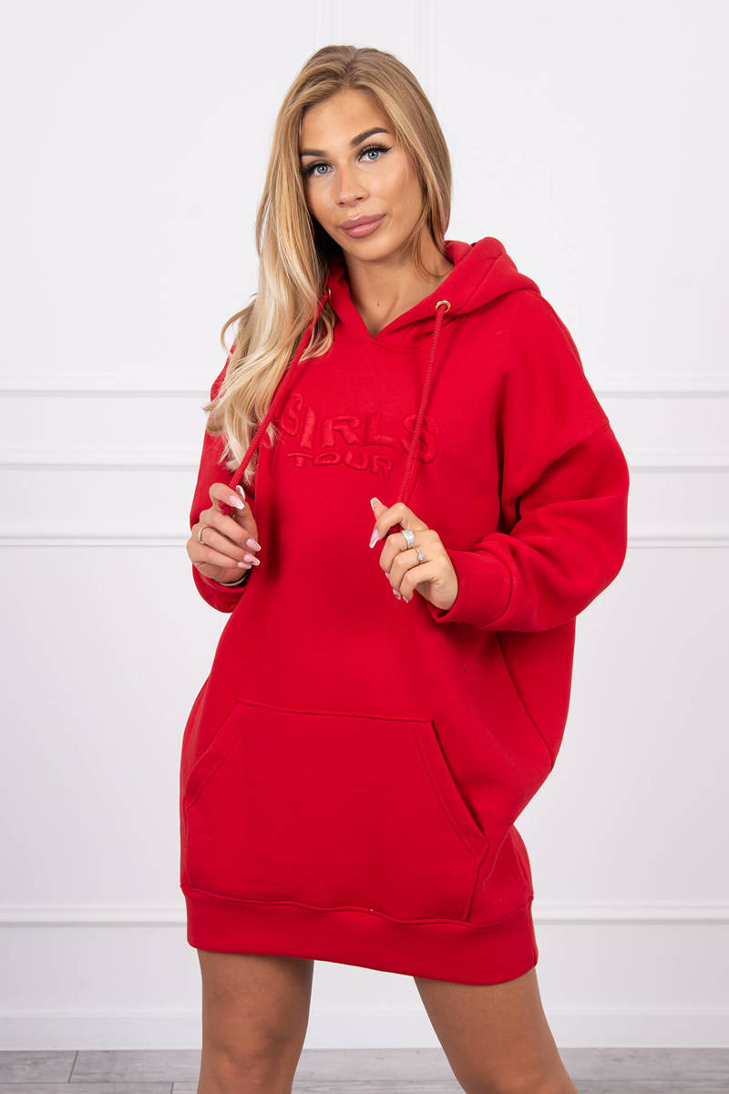 Insulated sweatshirt with embroidered inscription oversize red
