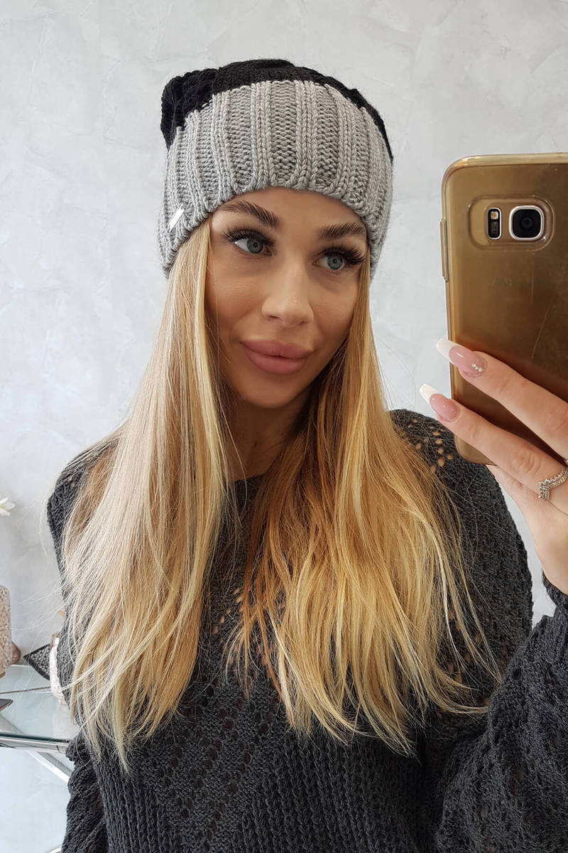 Beanie with fleece Paris K212 black+grey