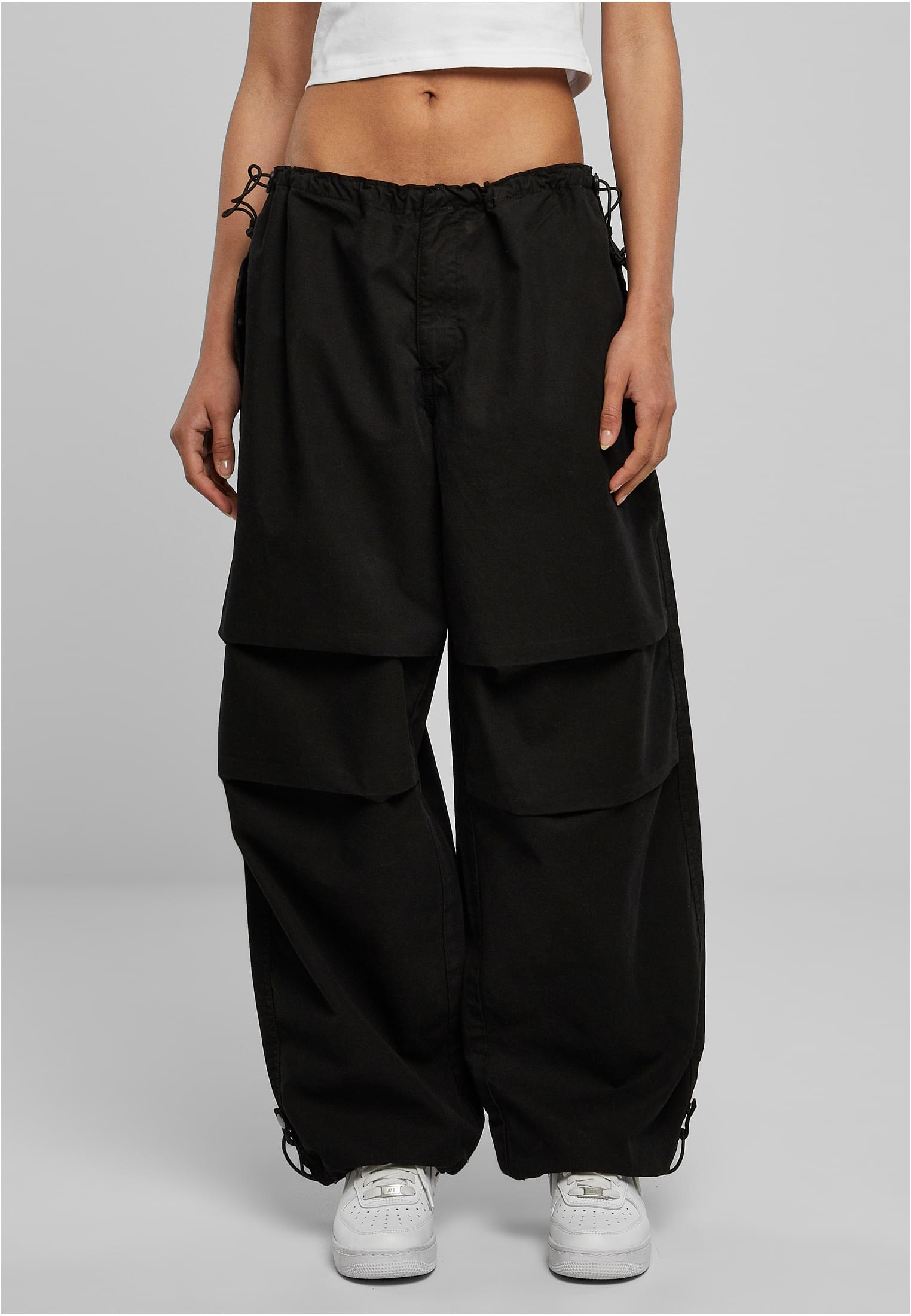 Women's Cotton Parachute Pants Black