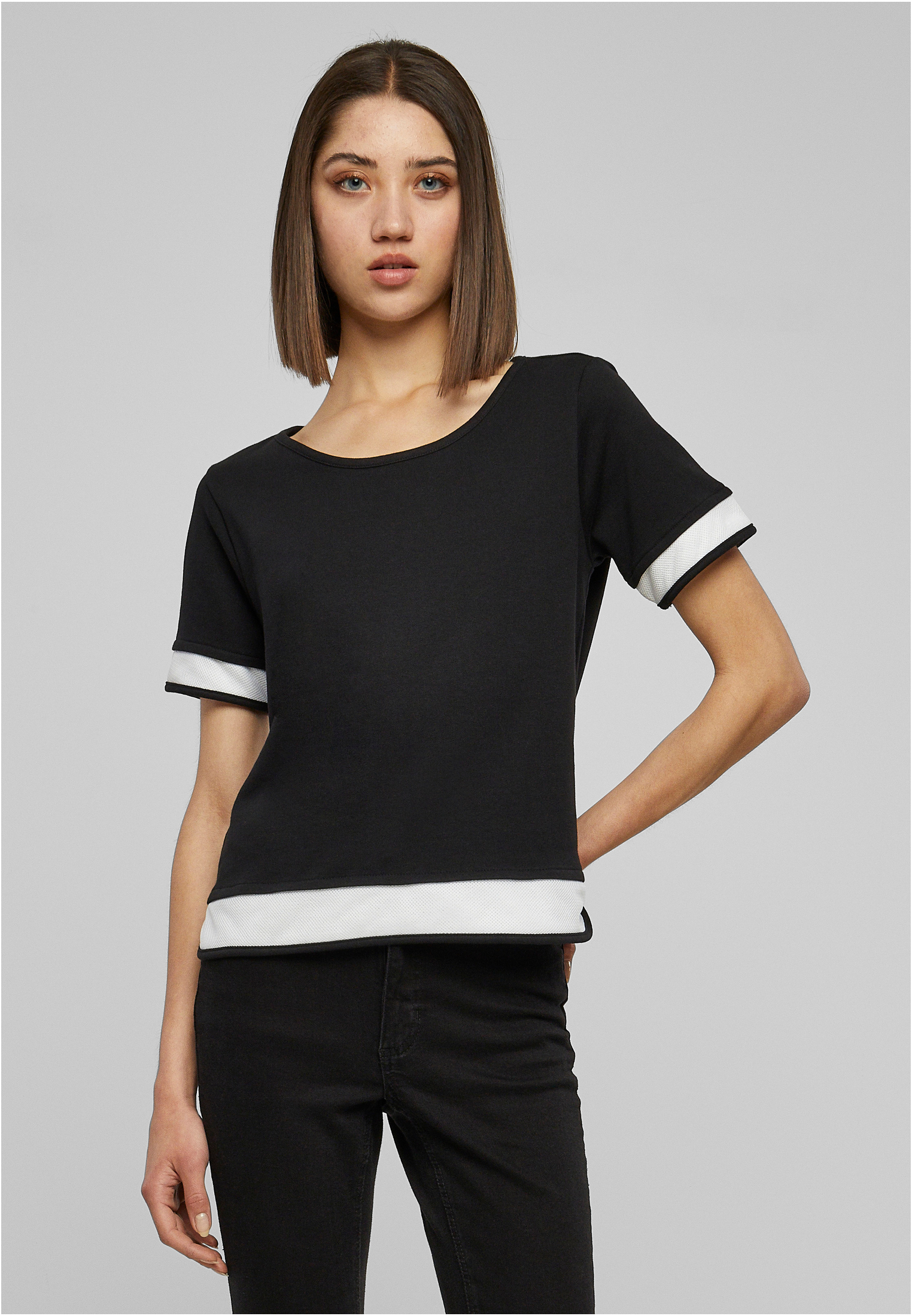 Women's T-shirt Terry Mesh Blk/wht