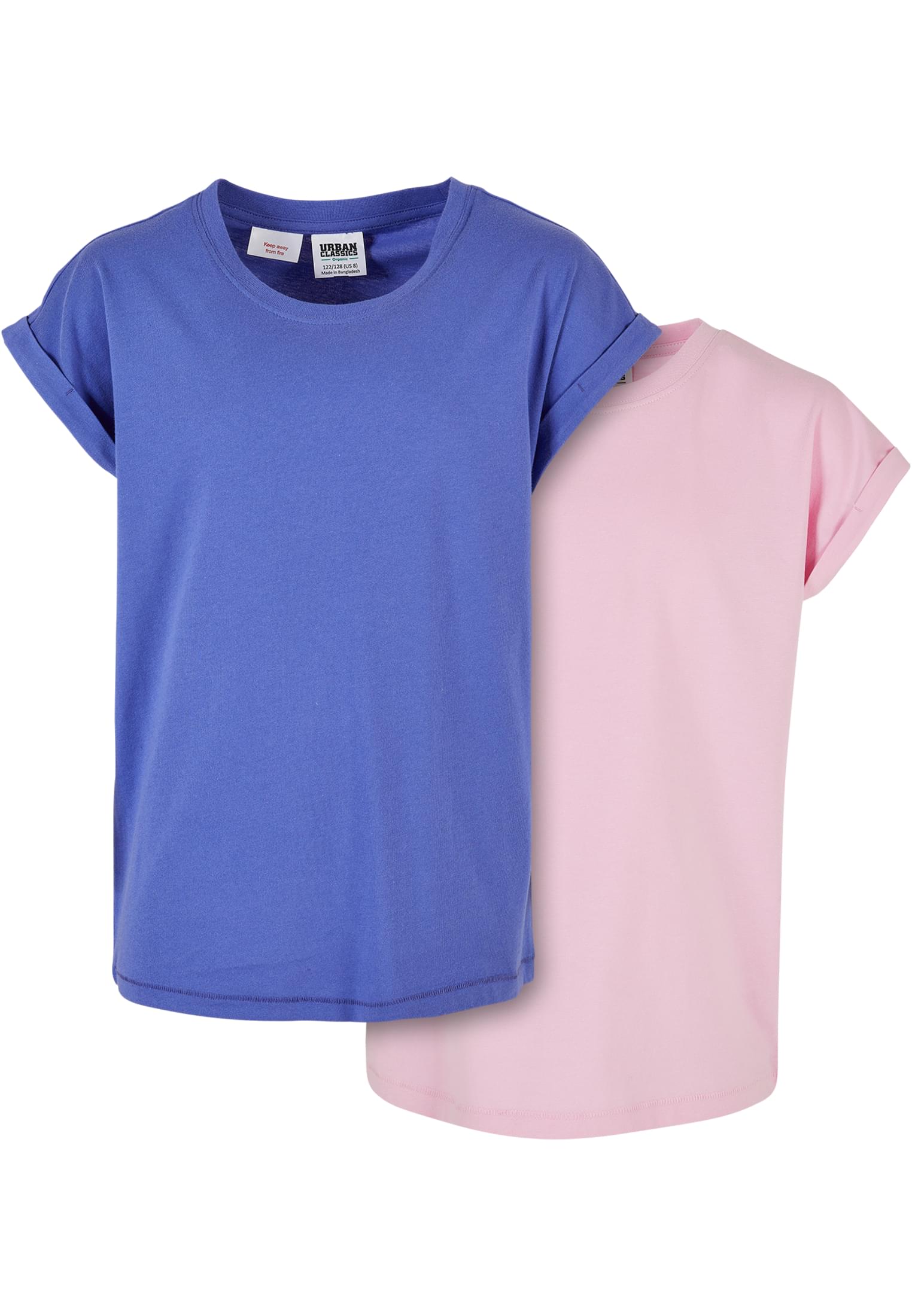 Girls' Organic Extended Shoulder T-Shirt 2-Pack Purpleday/girlypink