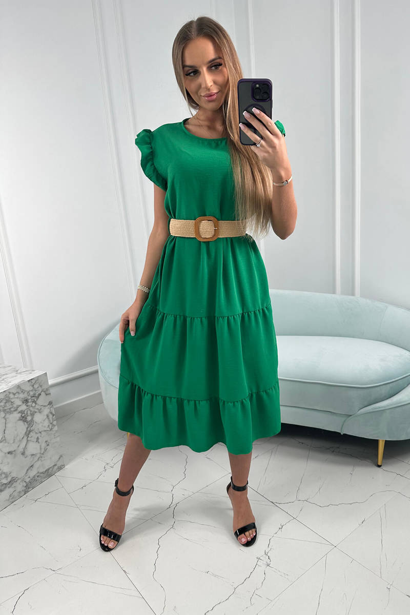 Dress with ruffles green