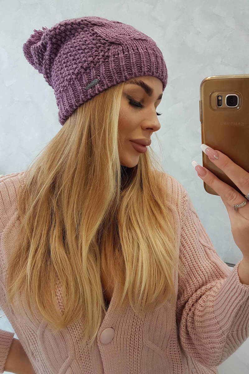 Beanie with fleece Karolina K243 dark pink