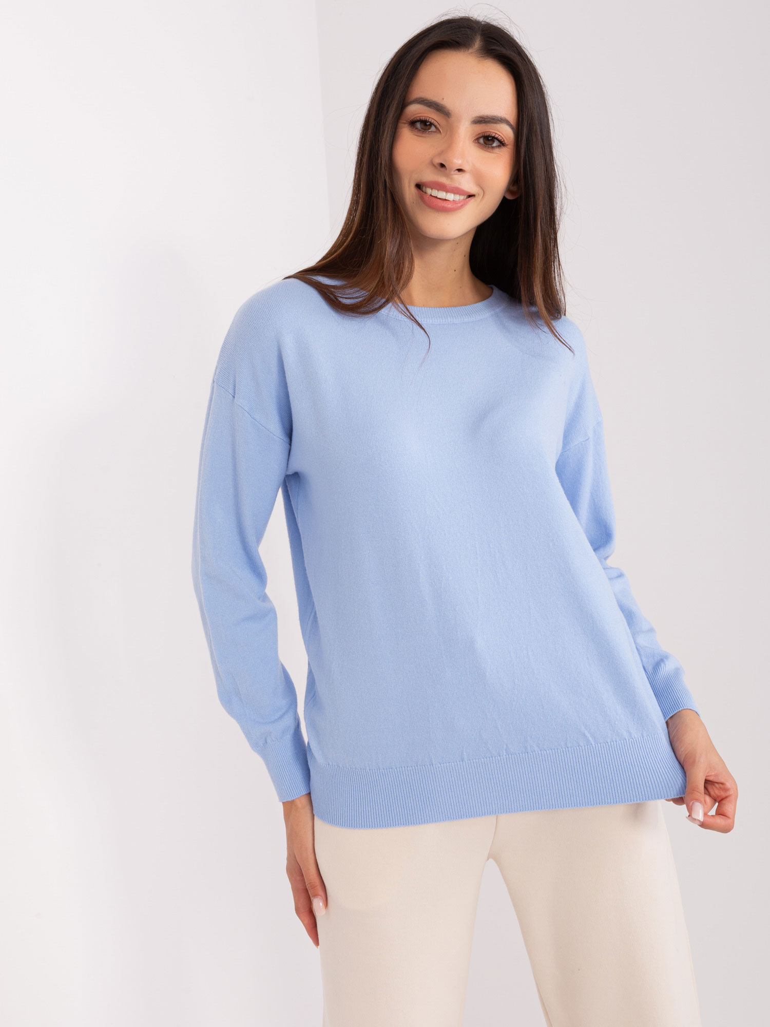 Light blue classic sweater with cuffs
