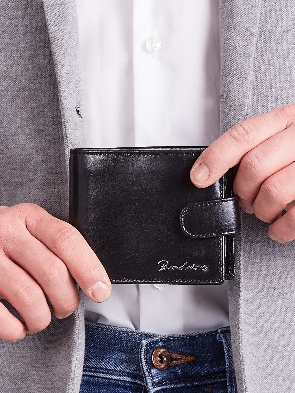 Men's Horizontal Black Leather Wallet