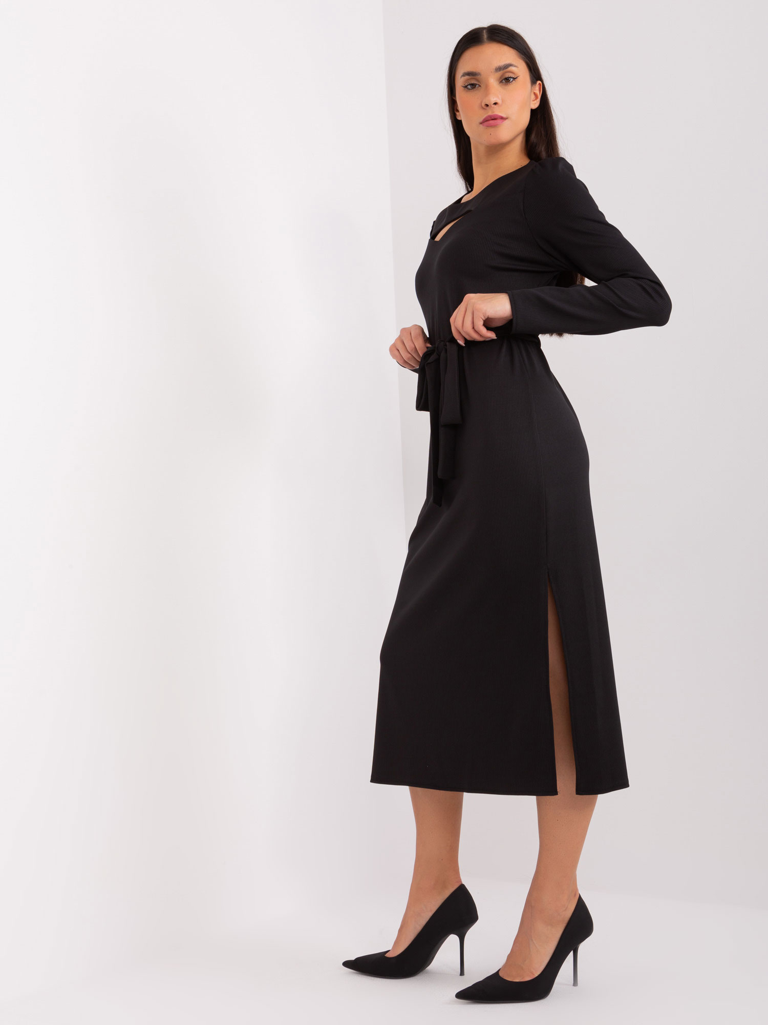 Black cocktail dress with slits