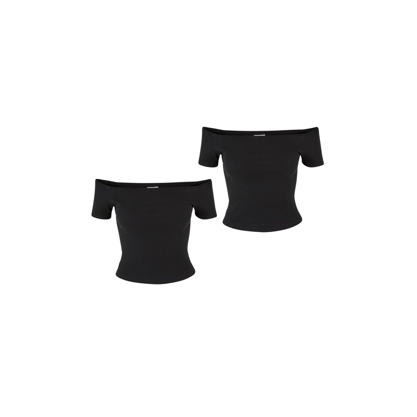 Women’s Organic Off Shoulder Rib T-Shirt – 2 Pack Black+Black