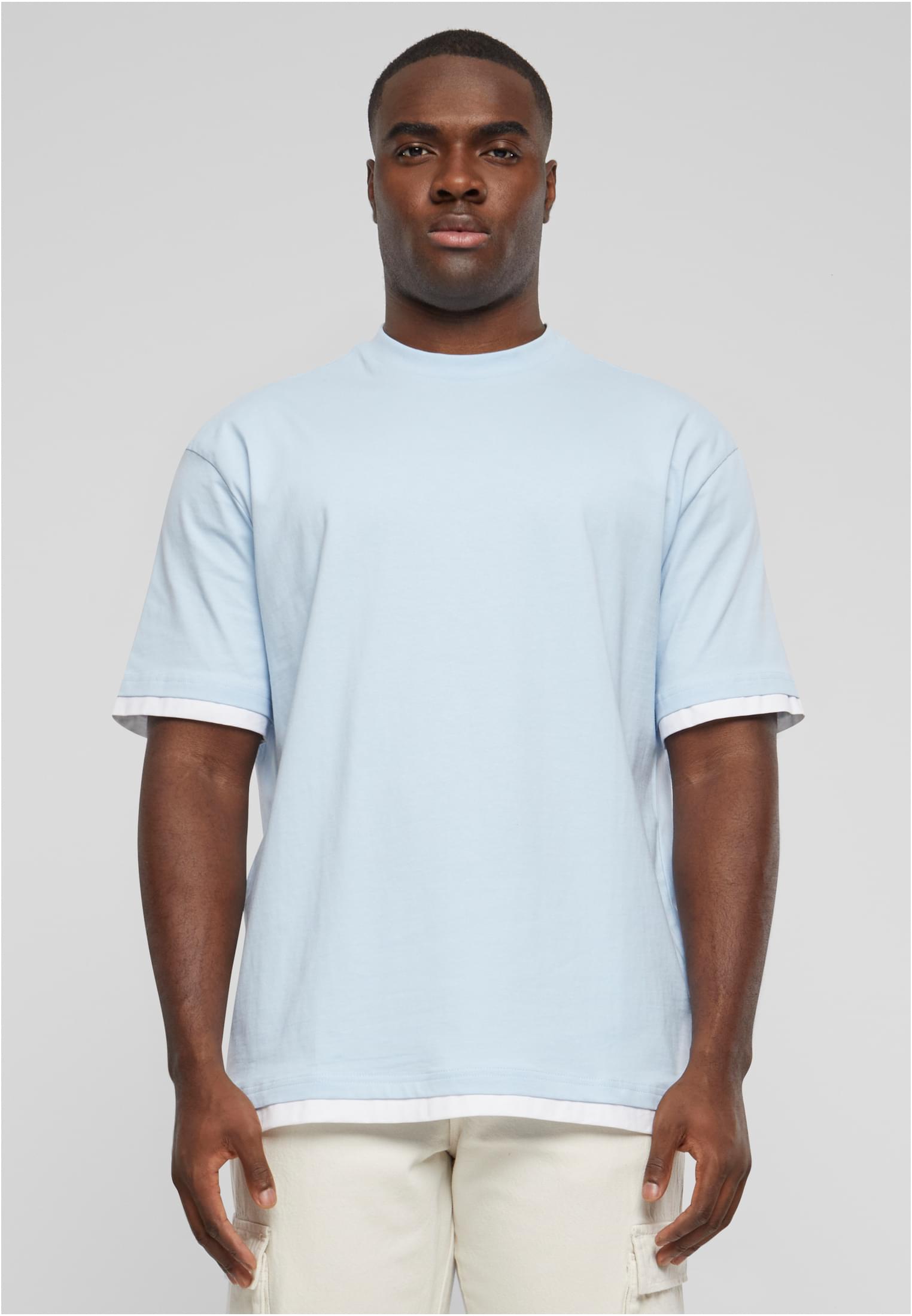 Levně Pánské tričko DEF Visible Layer - světle modrá/bílá