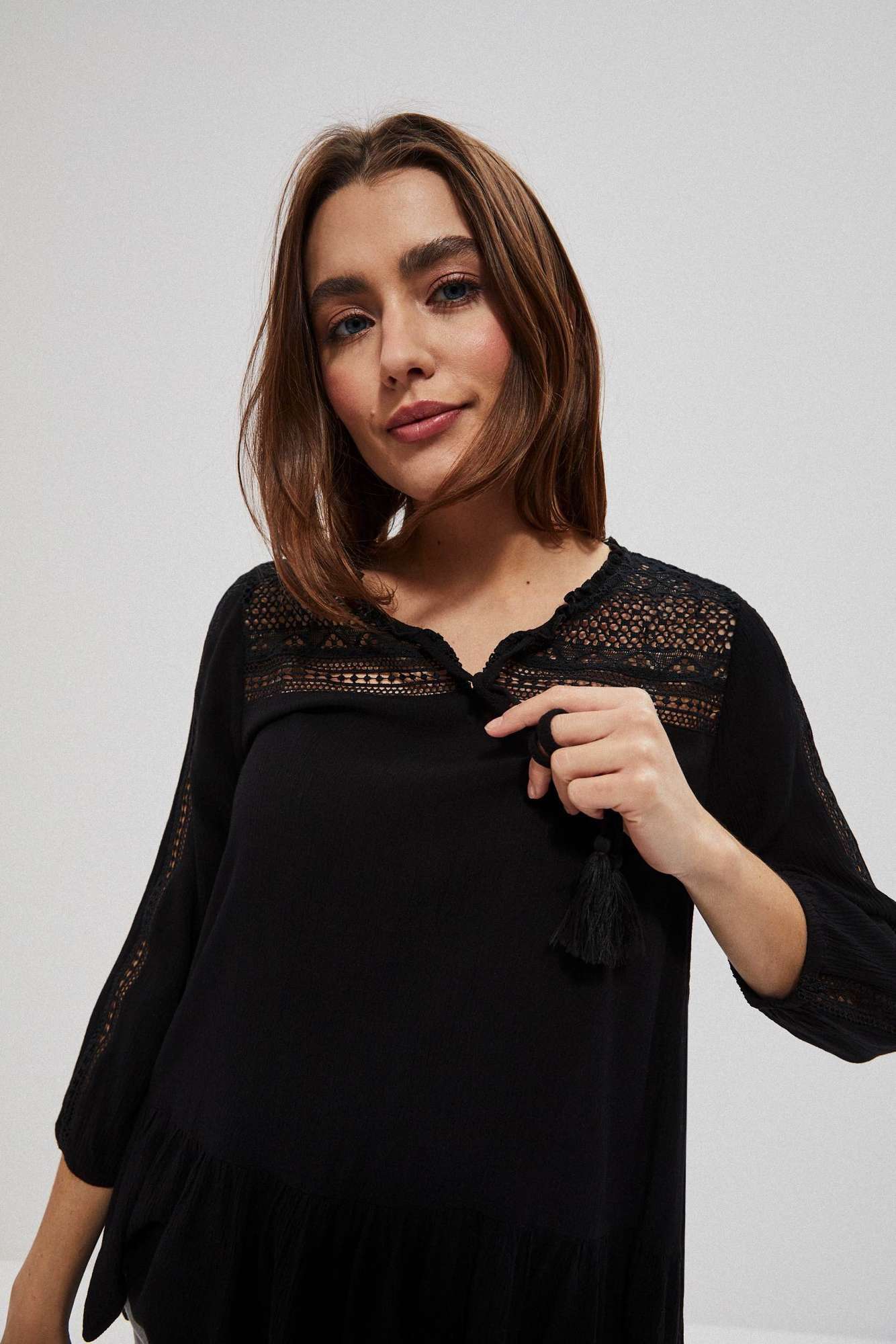 Viscose blouse with fringe