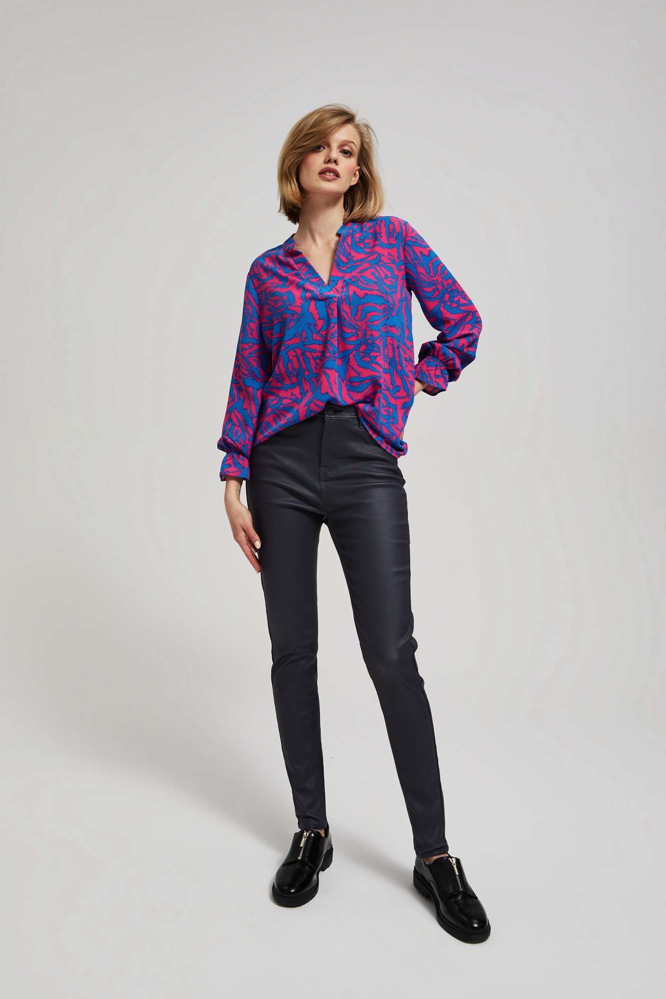 Marisse Waxed Skinny Trousers, Gray