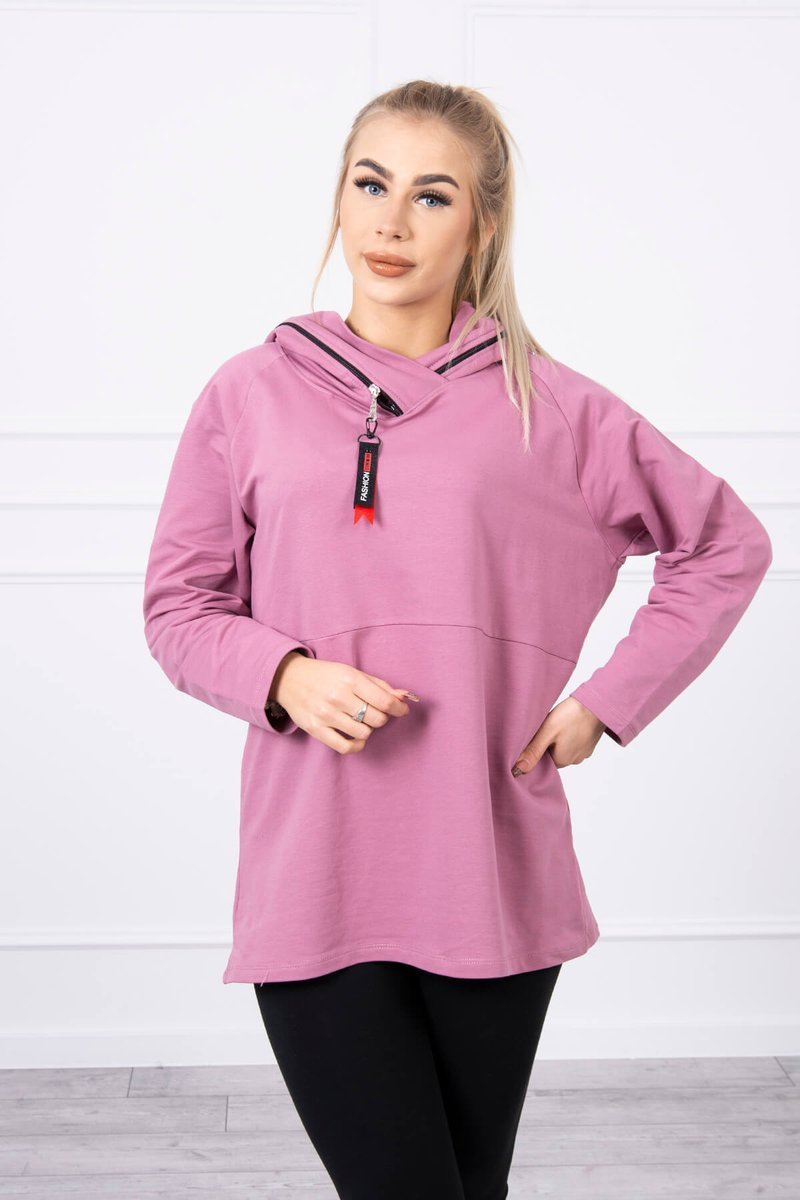 Oversize Zippered Tunic Dark Pink