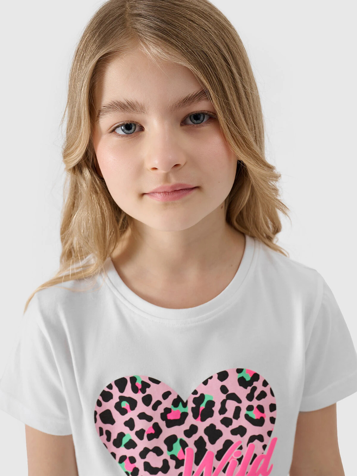 Girls' T-shirt with 4F print - white