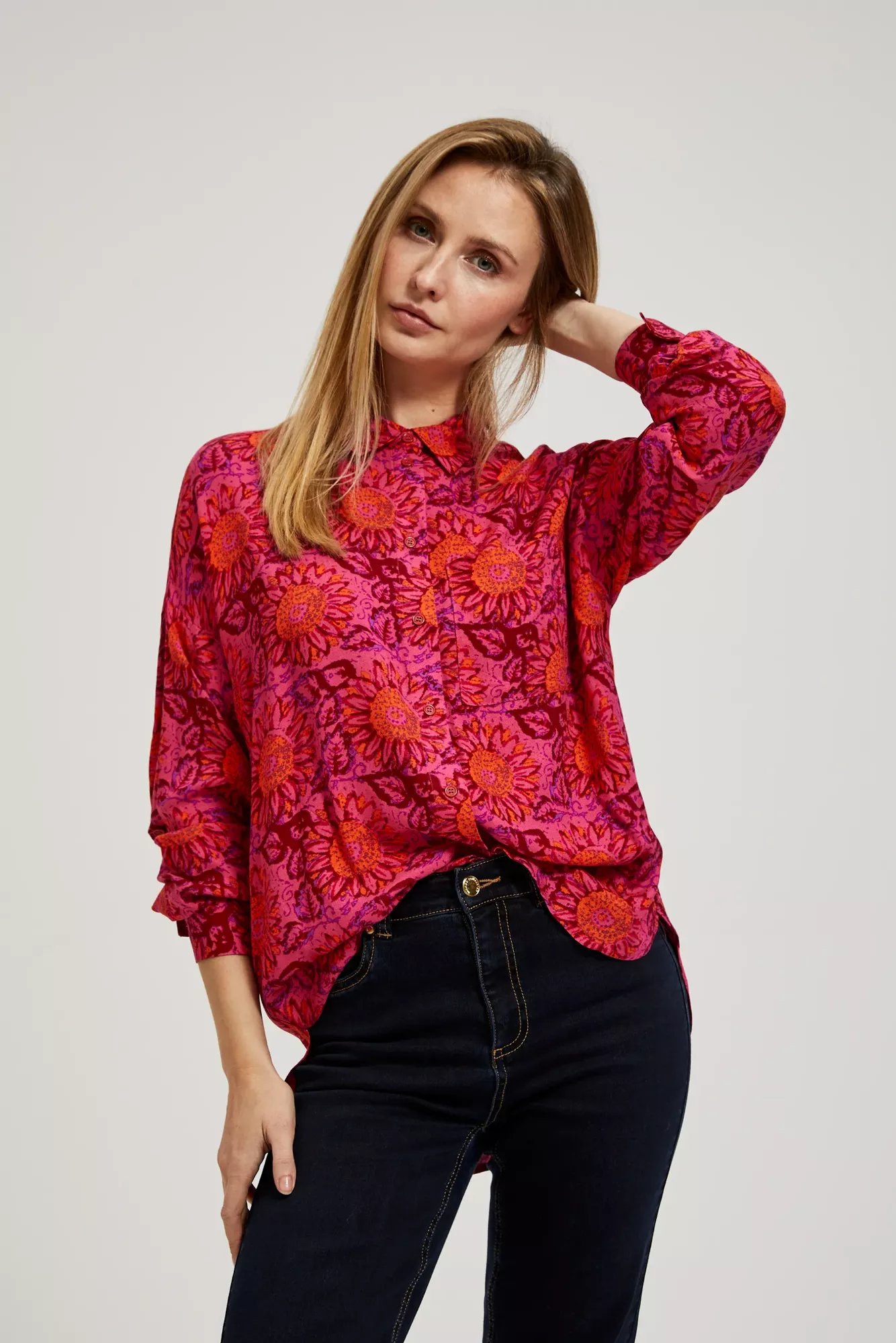 Marisse Womens Shirt L-Ko-4311 D.Pink