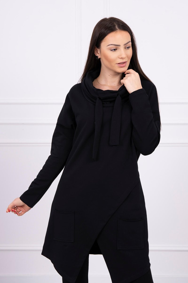 Tunic with clutch at the front Oversize black