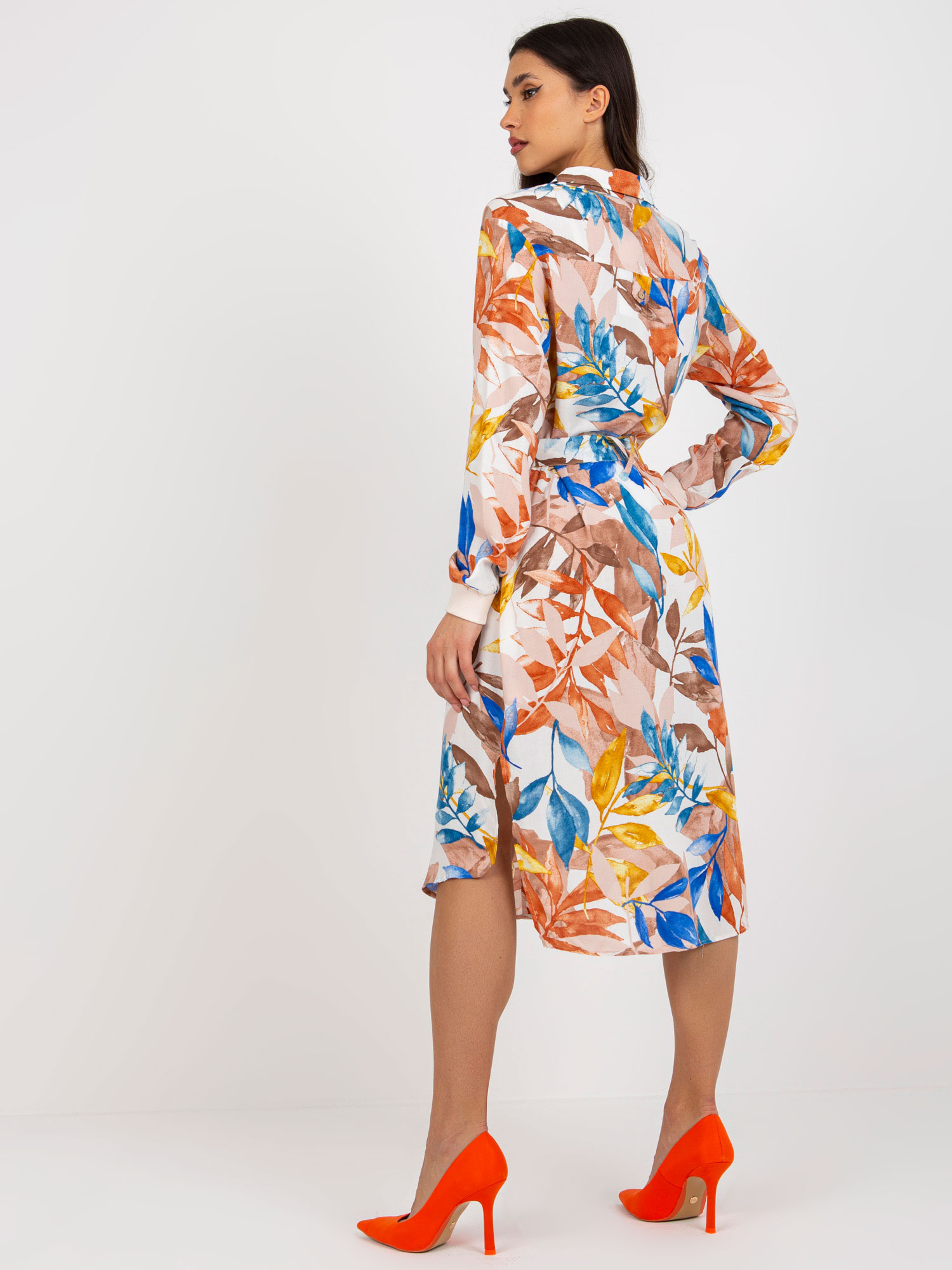 Cămașă midi bej cu imprimeu