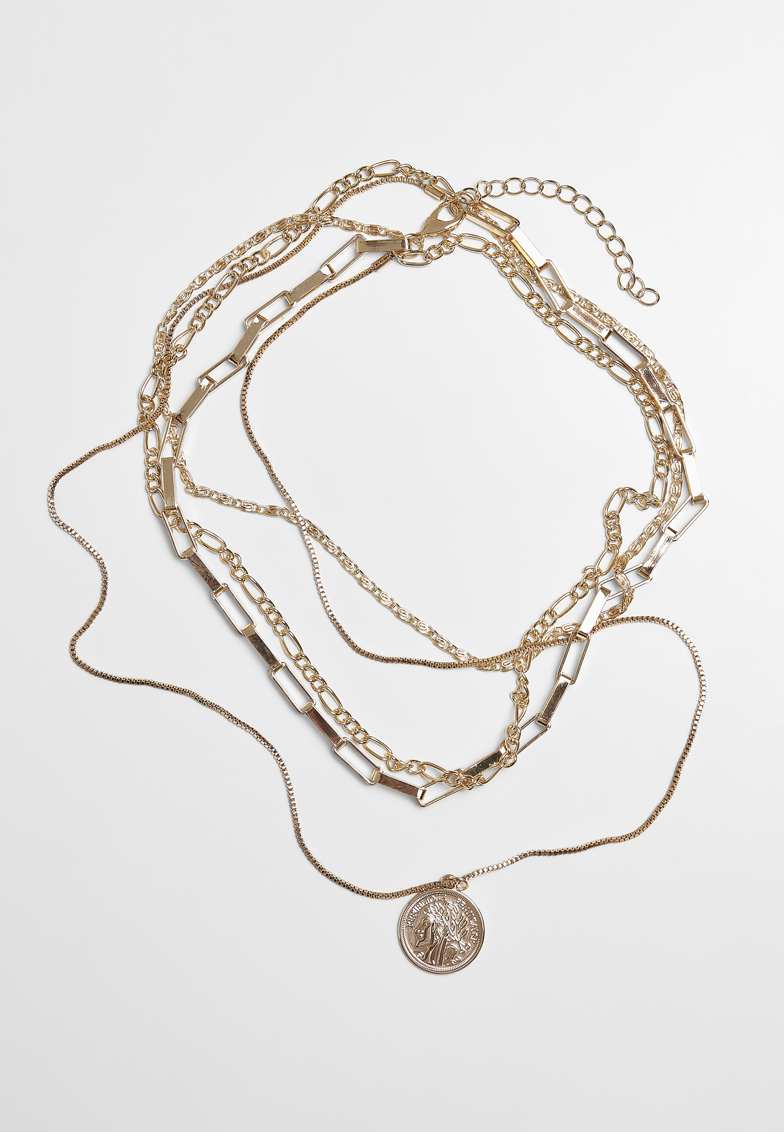Necklace layered with a coin - gold color