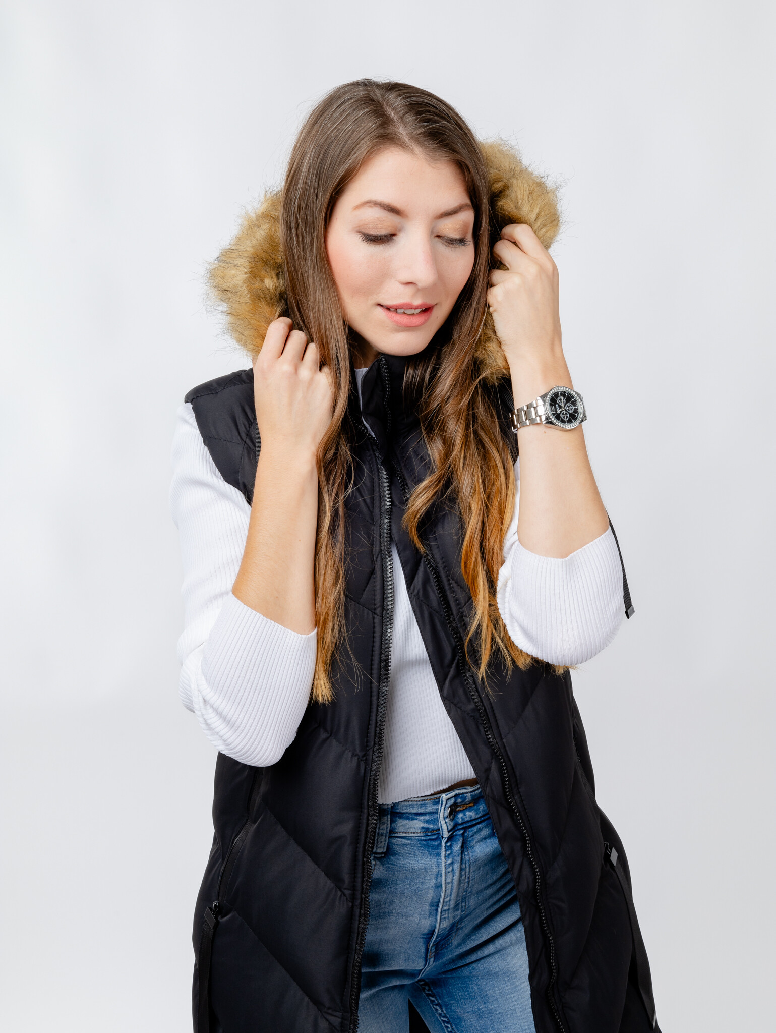 Women's quilted vest GLANO - black