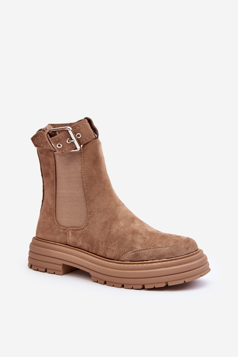 Chelsea suede boots on a solid sole, Ozaro Beige