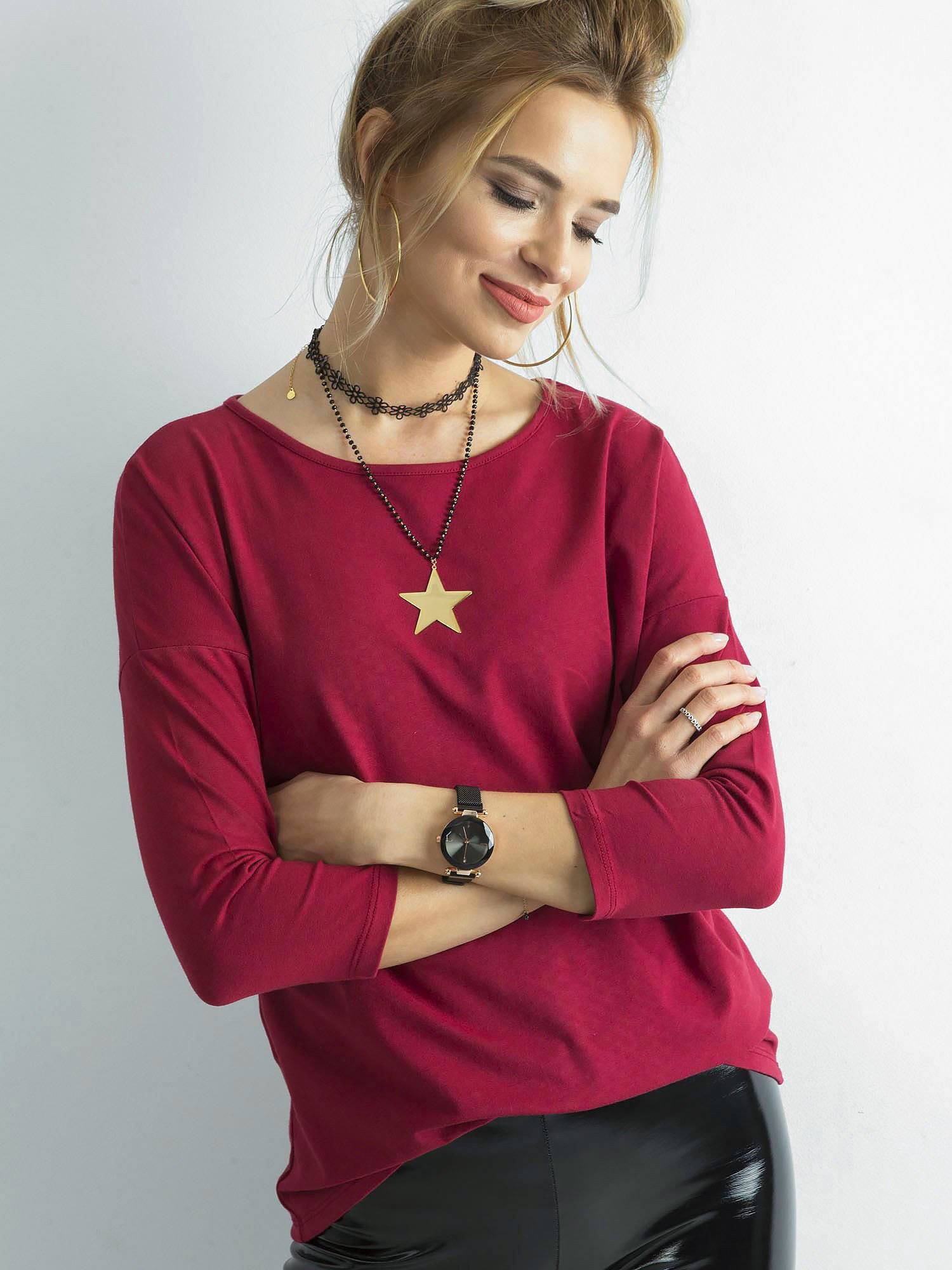 Bluza de baza cu maneci 3/4 burgundy